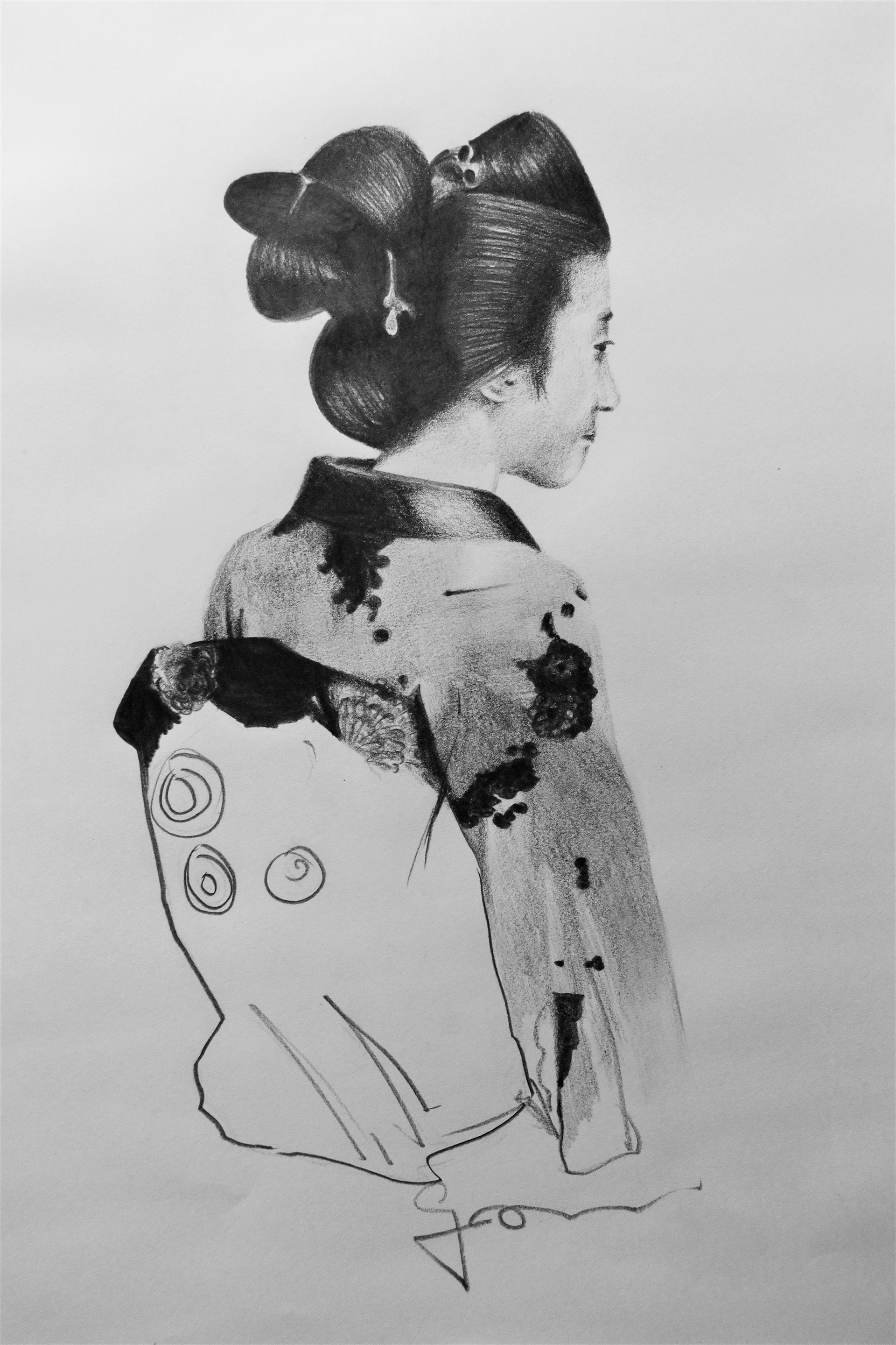 Maiko IV - 2017, Graphite on paper 35x24cm