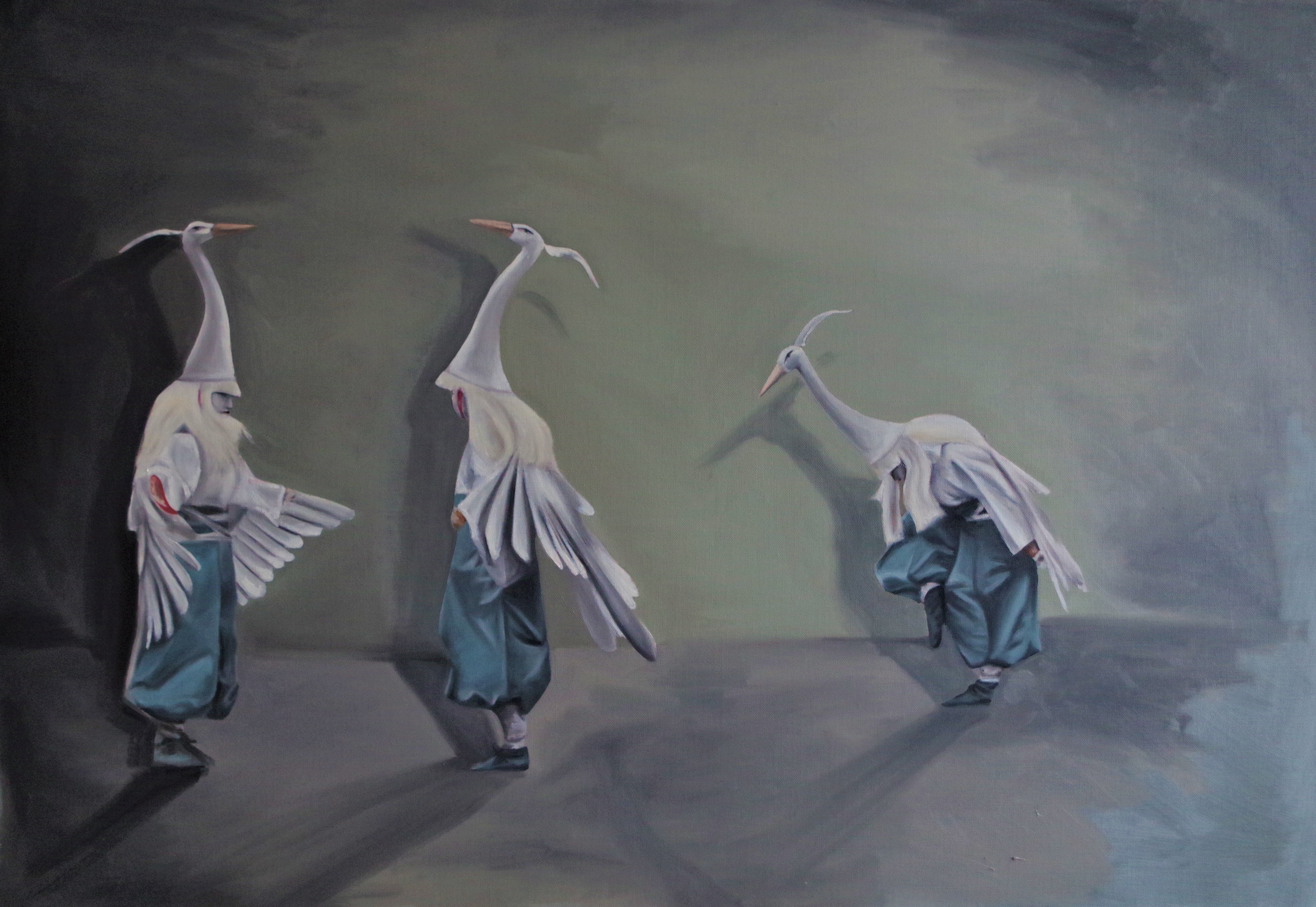 Dance of the White Herons - 2016, Oil on linen 117x82 cm
