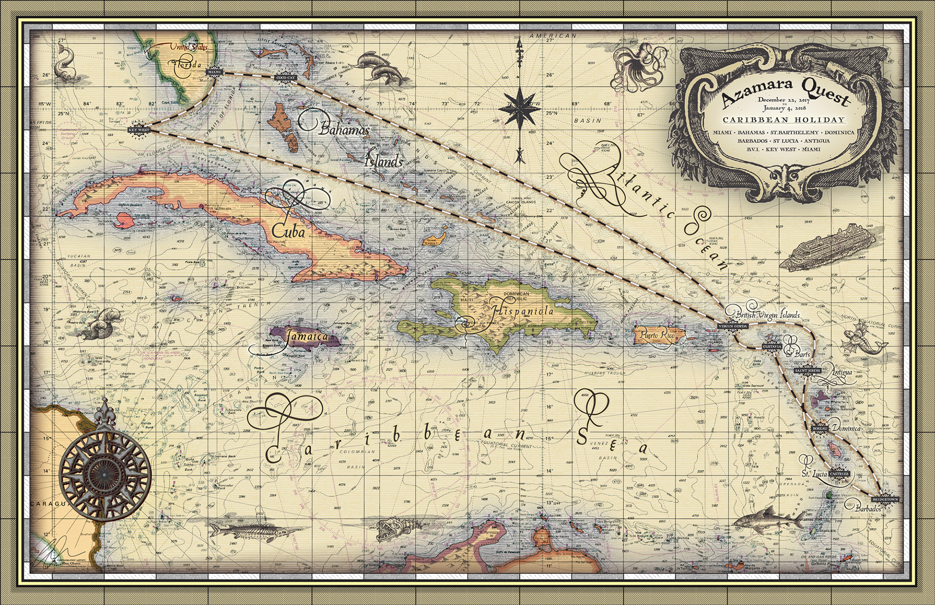 Eric Olason Mapmaker Cartographic Artist Azamara Caribbean