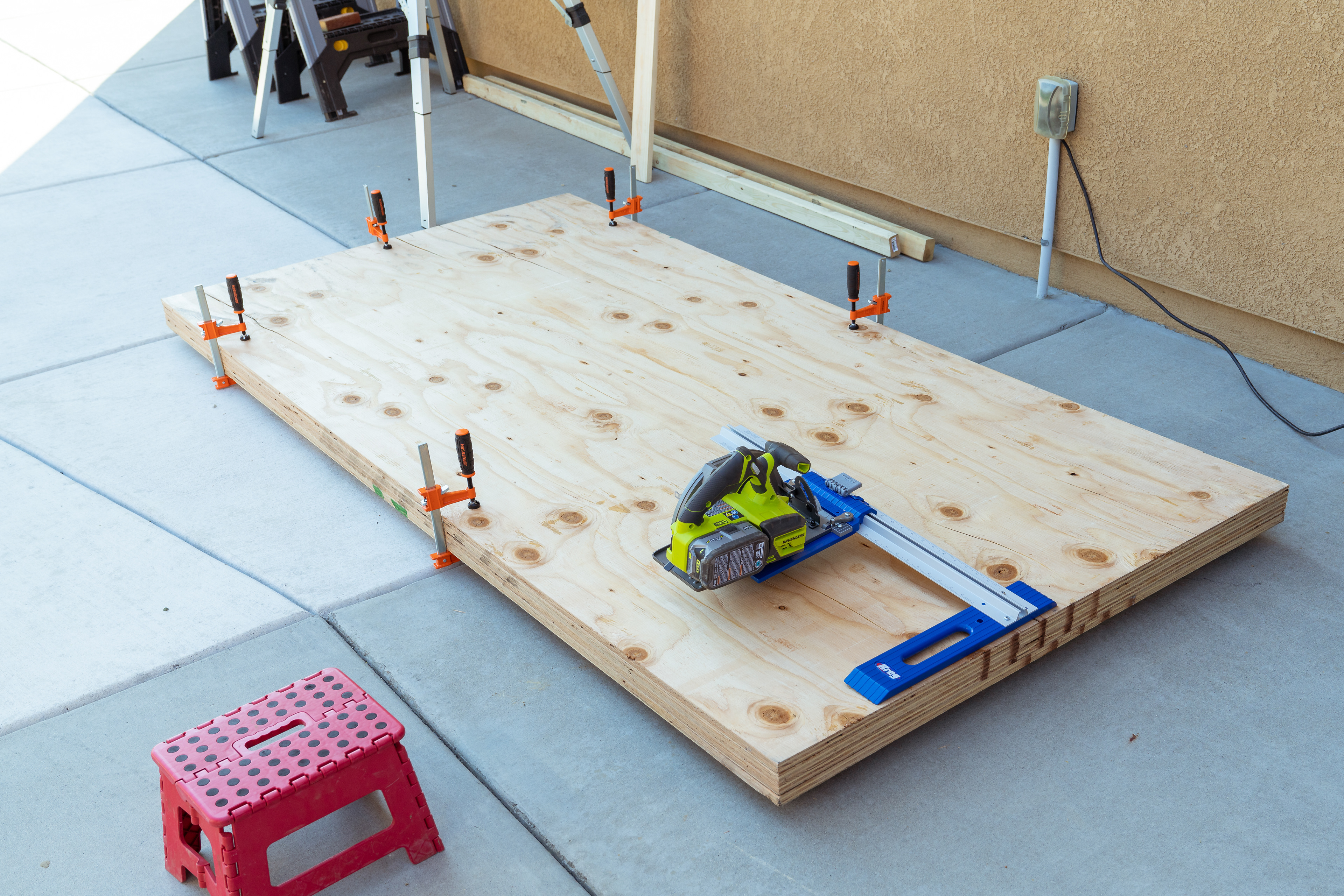 Plywood ready to be cut