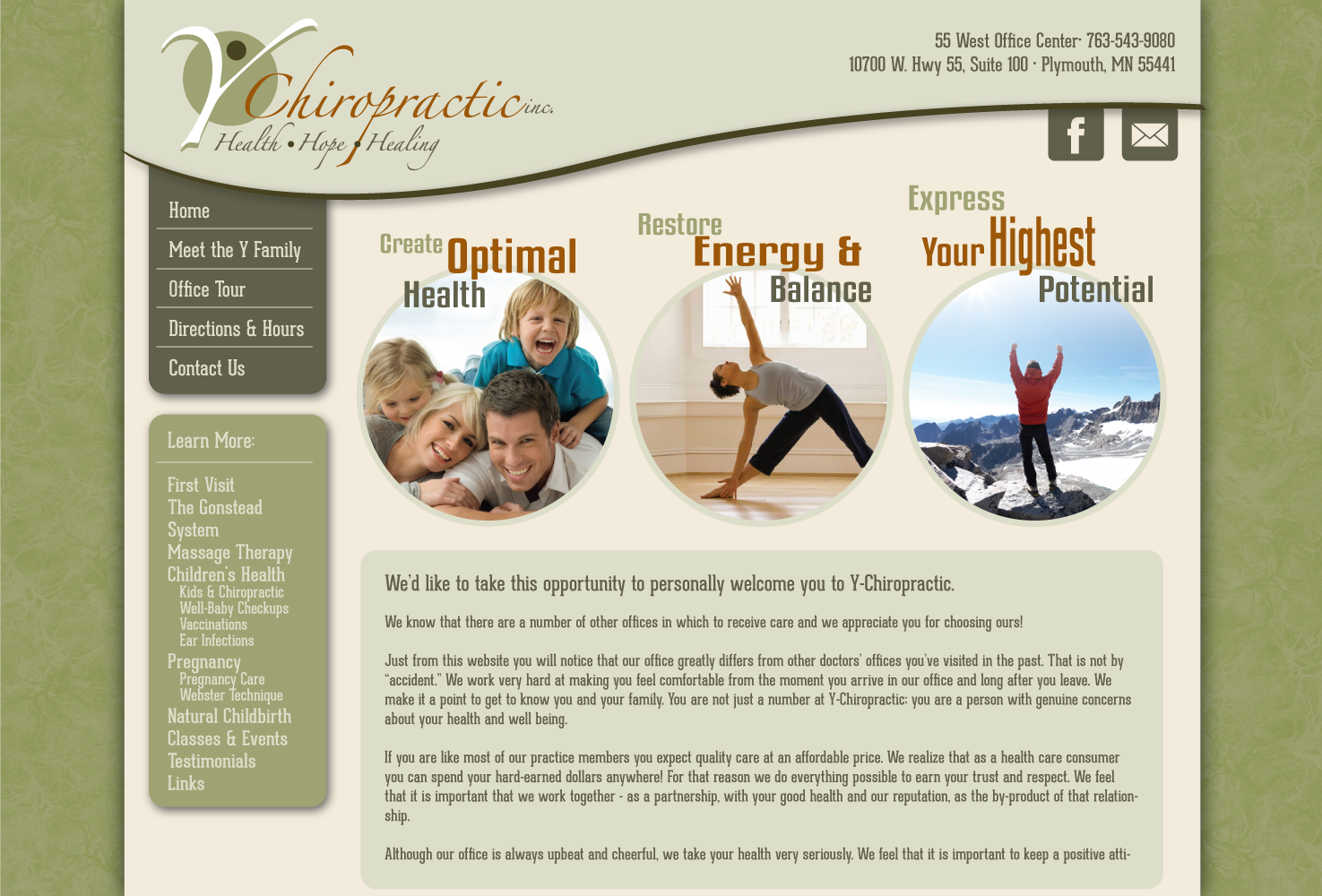 www.ywellnessmn.com Concept Page (Prior to Name Change)