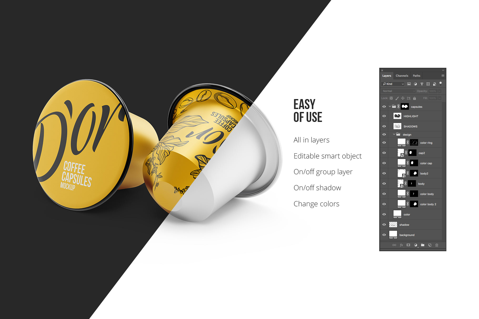 Exclusive Product Mockups - Coffee Capsules Pack. 4 psd