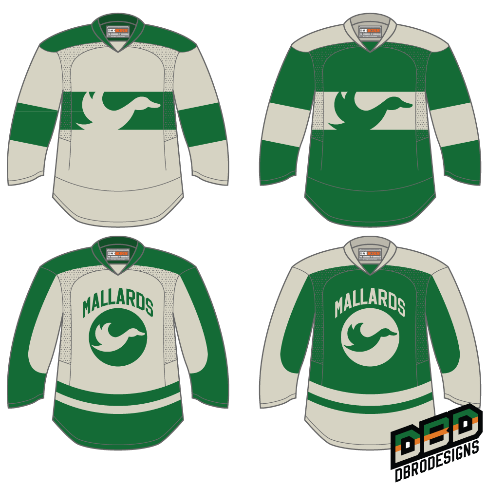 The Quad City Mallards are holding a jersey contest. I really wish this one  would fly, but I'm pretty sure it won't. : r/hockeydesign