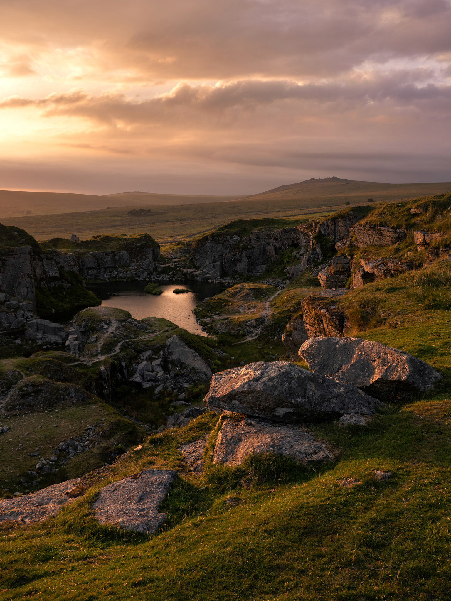 Sunset over Foggintor Quarries