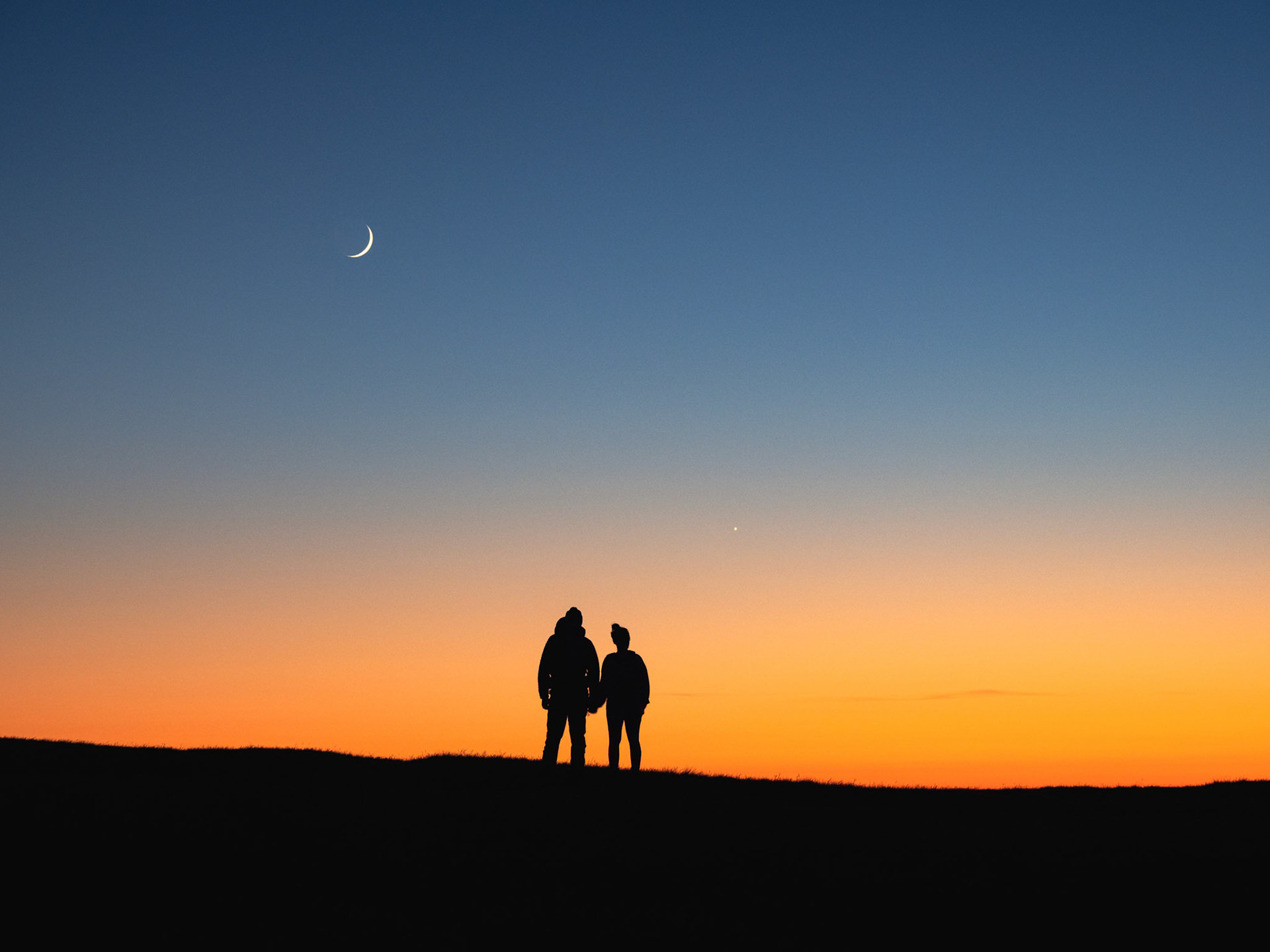 Venus and Crescent moon over the Brecon Beacons