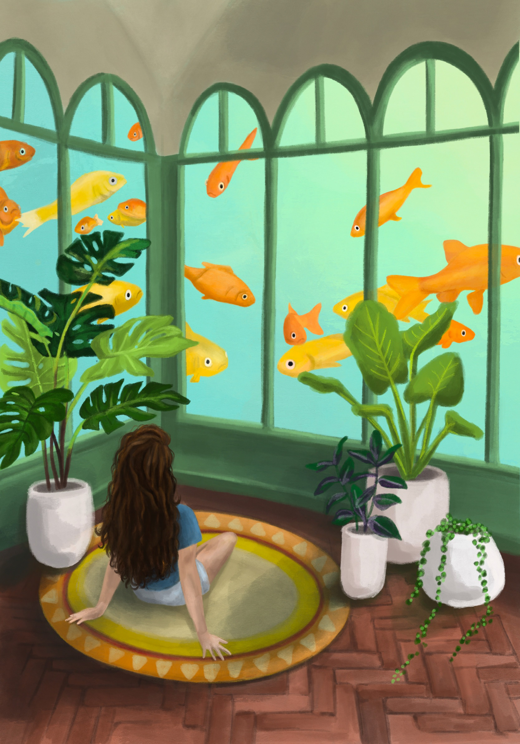Just a Lost Soul Swimming in a Fish Bowl, 2020, Digital Illustration, Personal Project