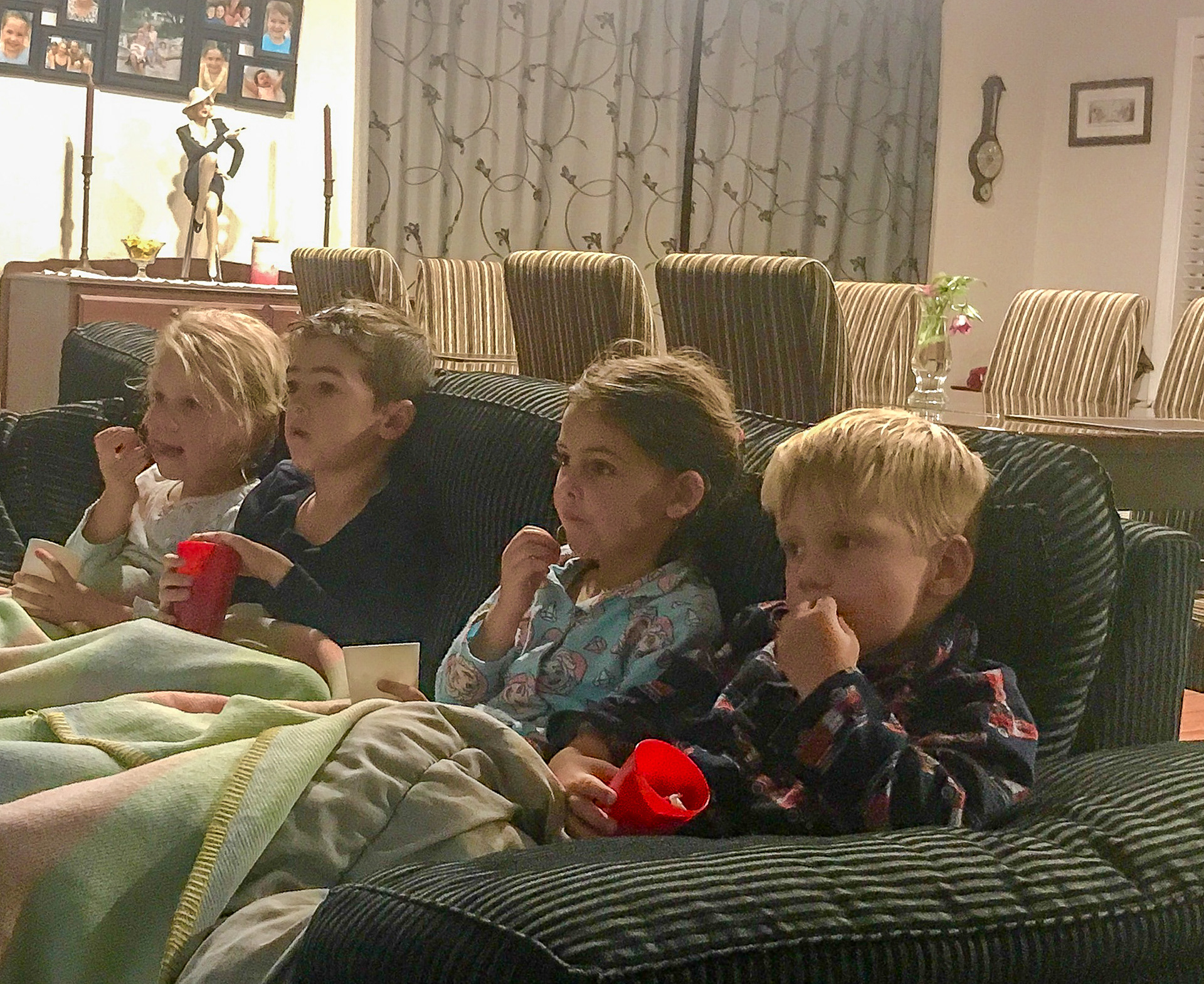 Cousins with popcorn