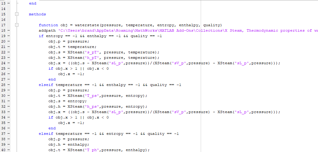 Class for fixing all information when given any two parameters for a steam state