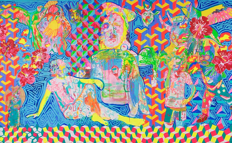I Knew I Had You on Borrowed Time (Under the Pacific Ocean She Slumbered) - 2015 - 5x4' - acrylic and oil paint on canvas