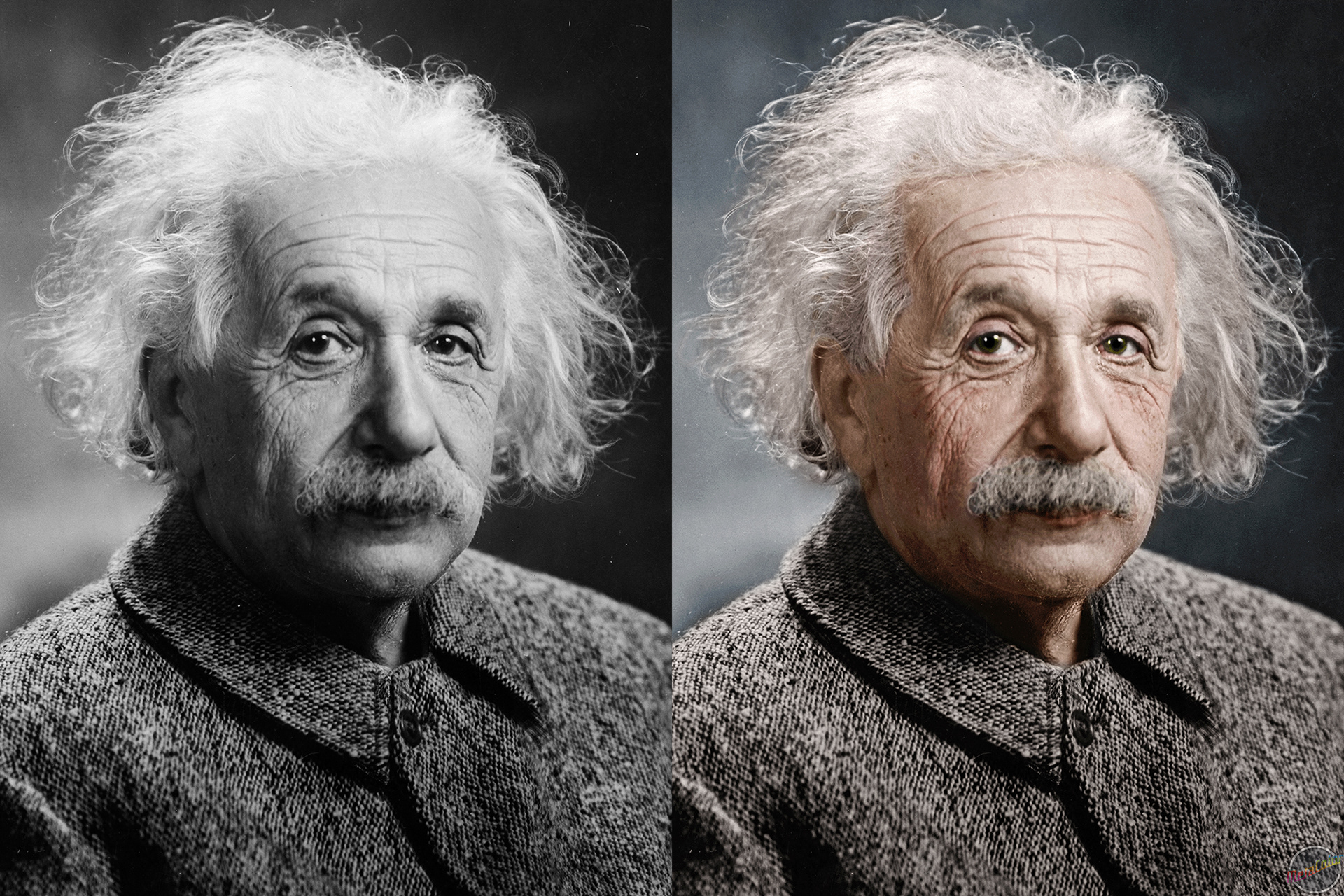Альберт Эйнштейн портрет цветной