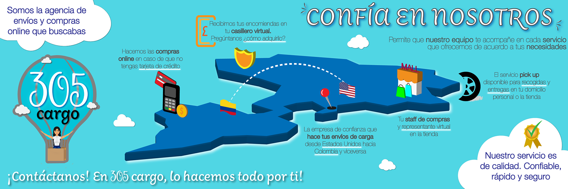 Secuencia de publicaciones para Instagram para la agencia de envíos @305cargo