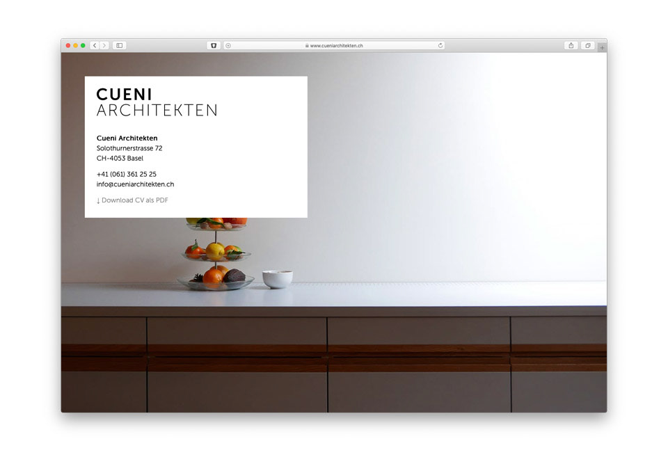 Cueni Architekten – Webseite
