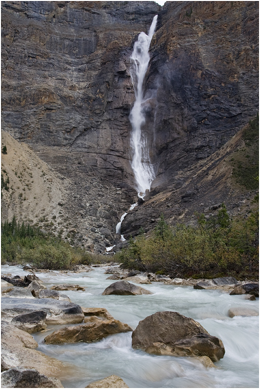 Takakkaw Falls from river, Yoho NP, BC