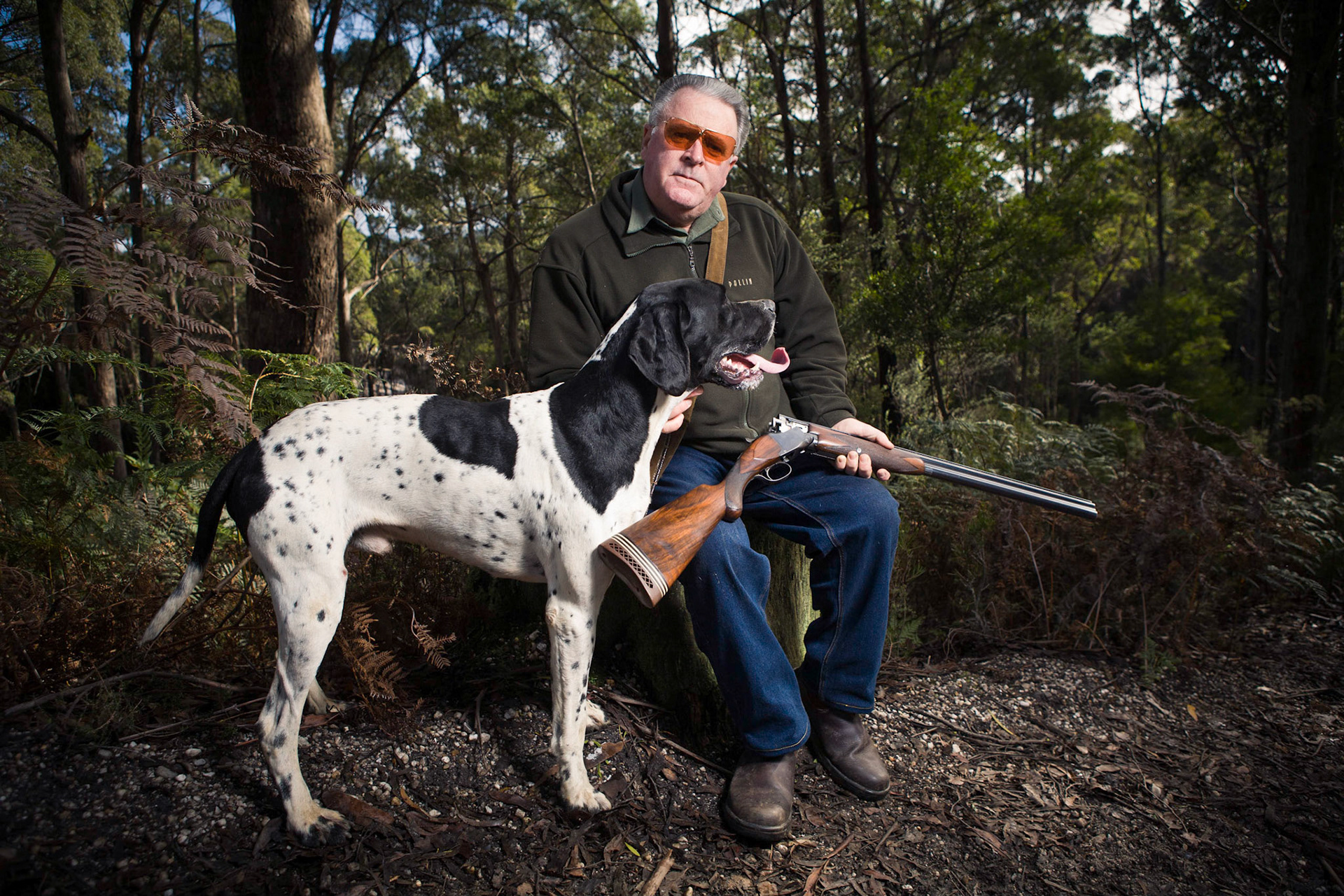 Shooter Ian Rist on his property near Burnie in the north of Tasmania, for a story about foxes in Tasmania.  2007
