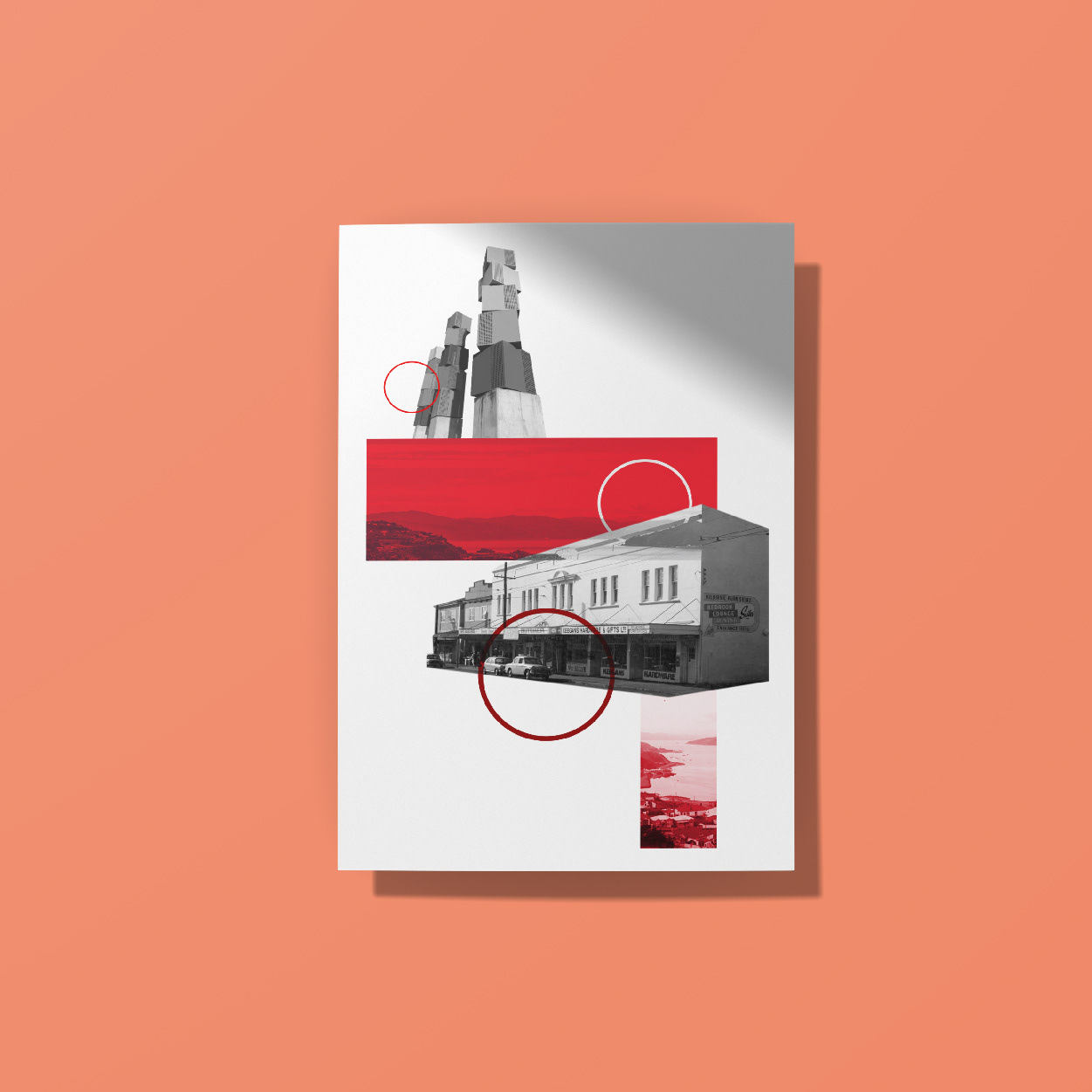 Kilbirnie, Wellington, is the home of many art sculptures which emit a colourful warmth to the suburb. This collage reveals the evolution of history in Kilbirnie, showing its vibrancy throughout. Design principles incorporated throughout this collage are movement/visual flow, scale and rhythm.