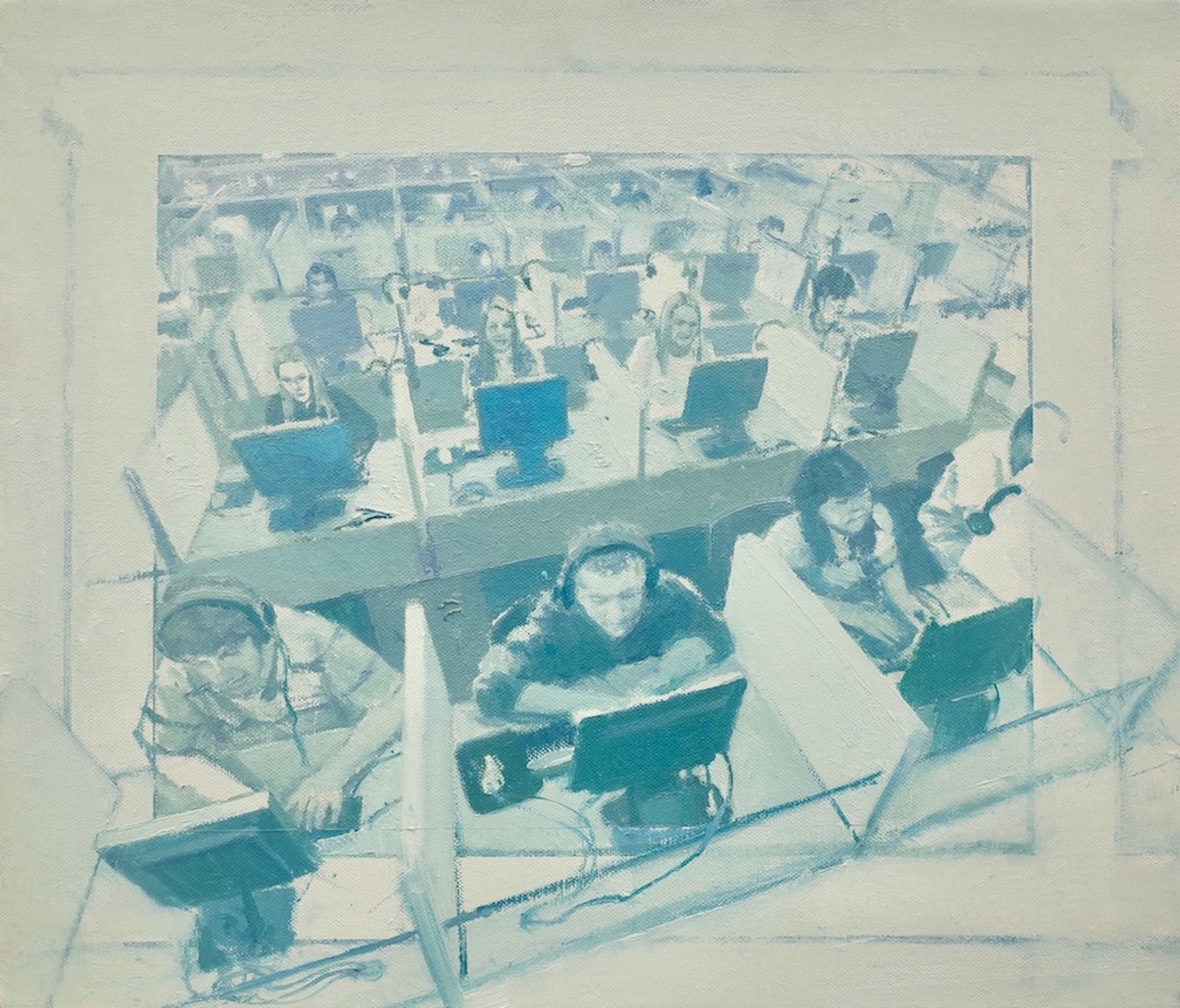 Call Center, 2020, 12” x 14”, oil on canvas