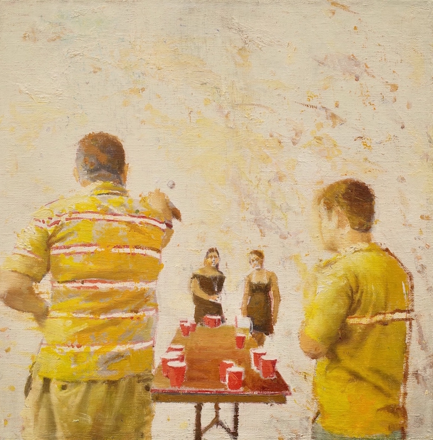 Beer Pong, 2012, 9 3/4” x 9 3/4”, oil on canvas