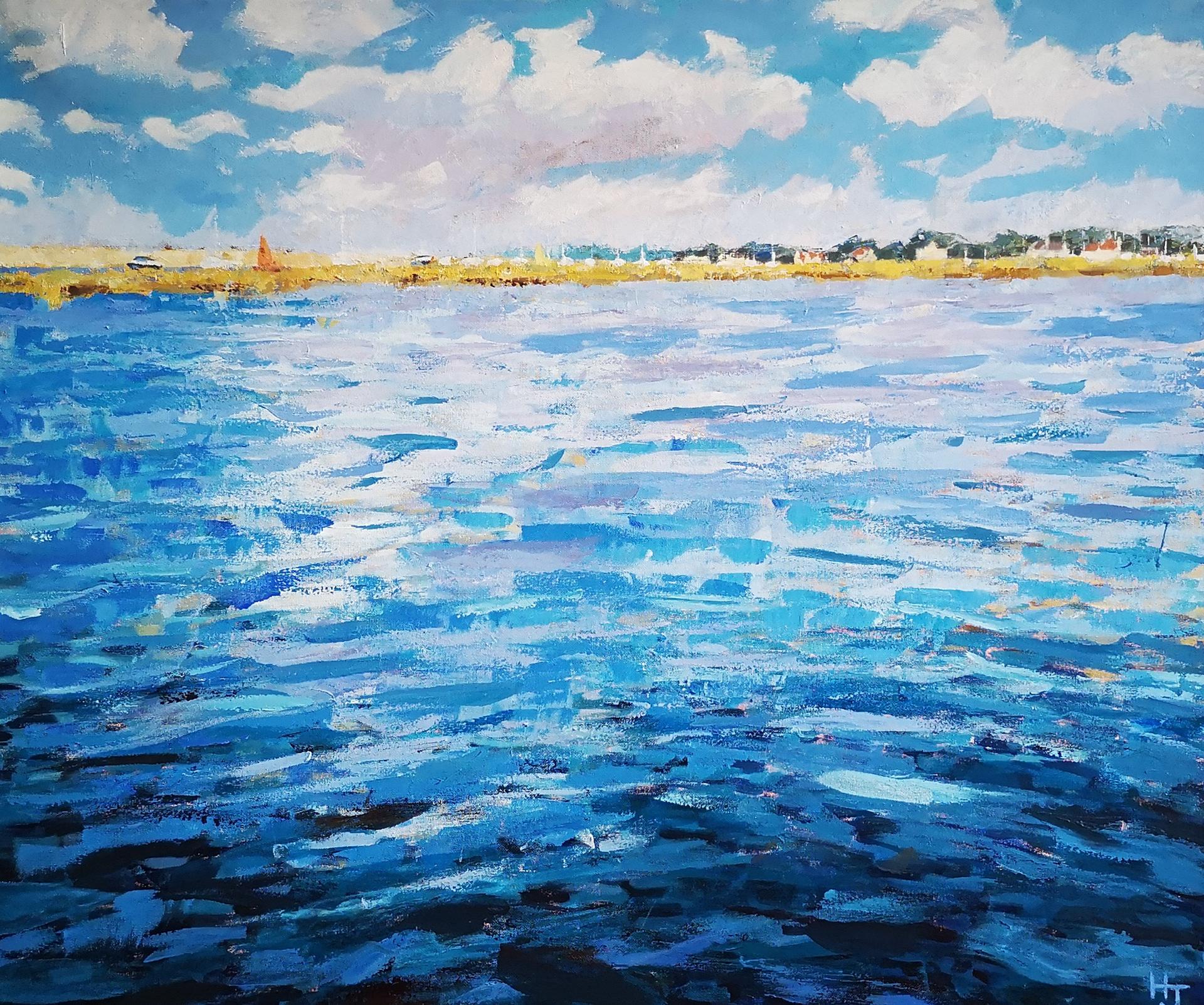 "Sailing Out From Keyhaven" 20" X 24" Acrylic on canvas