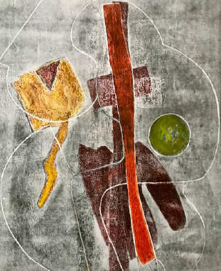 It Will Work Out (2008) Woodblock and mixed media, 19 1/2 x 15 1/2 inches