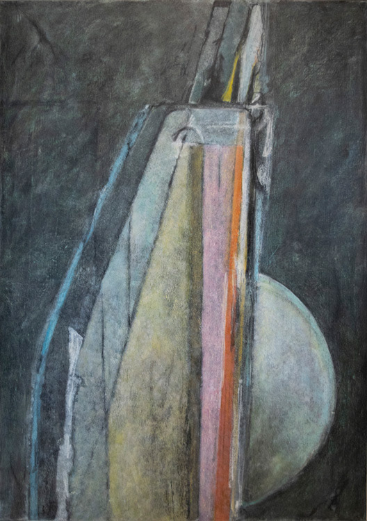 K., Moltrasio (1984) Oil, wax, acrylic, gesso, roplex on canvas, 77 x 56 inches