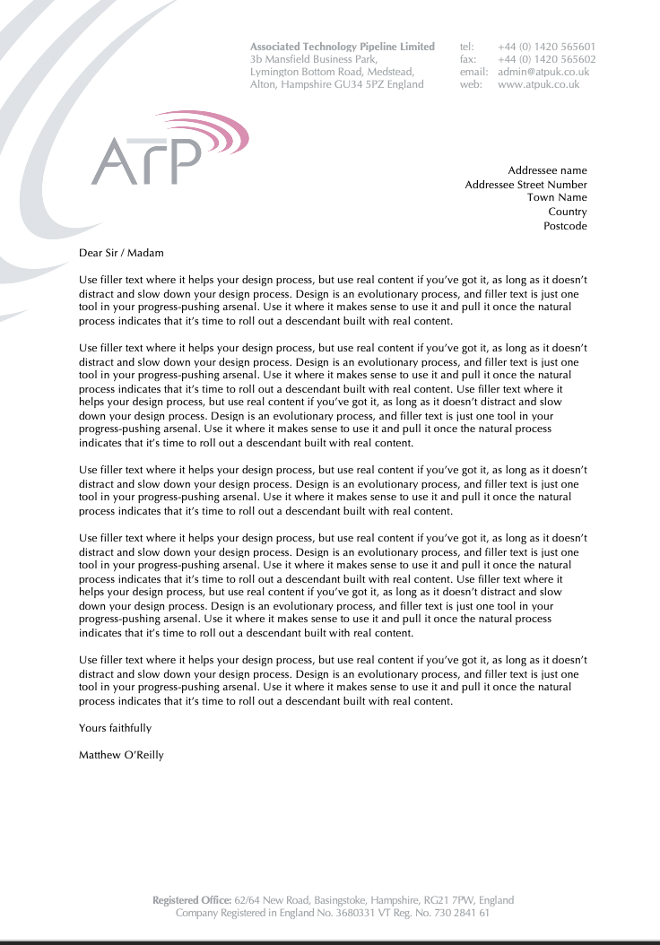 Letterheads, order forms