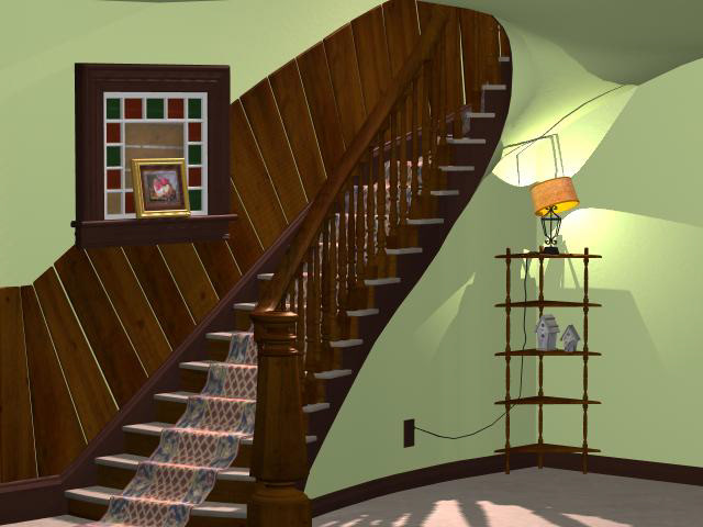 Created textures and models for hallway staircase
