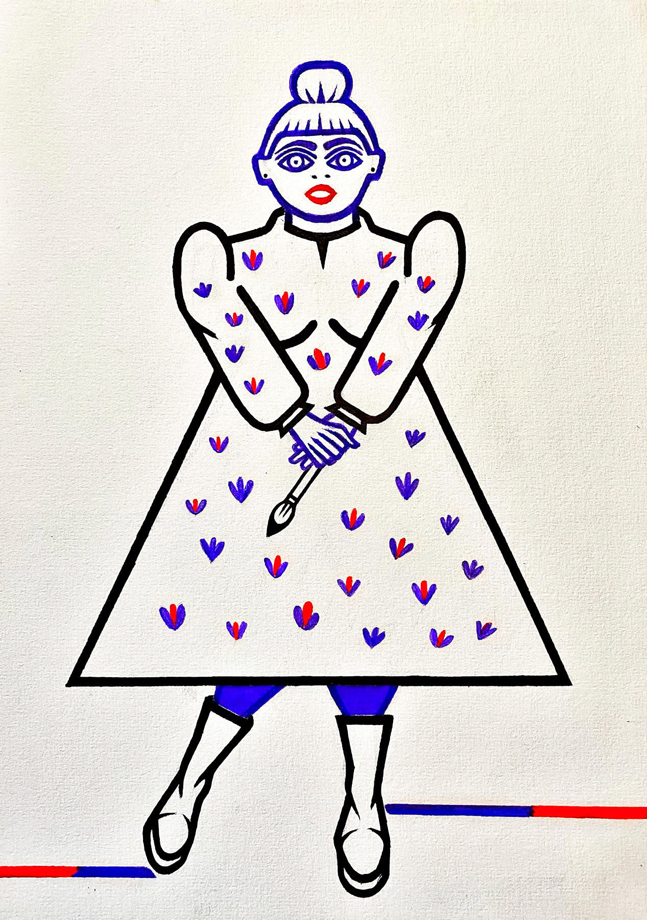Artist, marker pen and coloured felts on card paper, 29.7 x 21 cm, 2019.