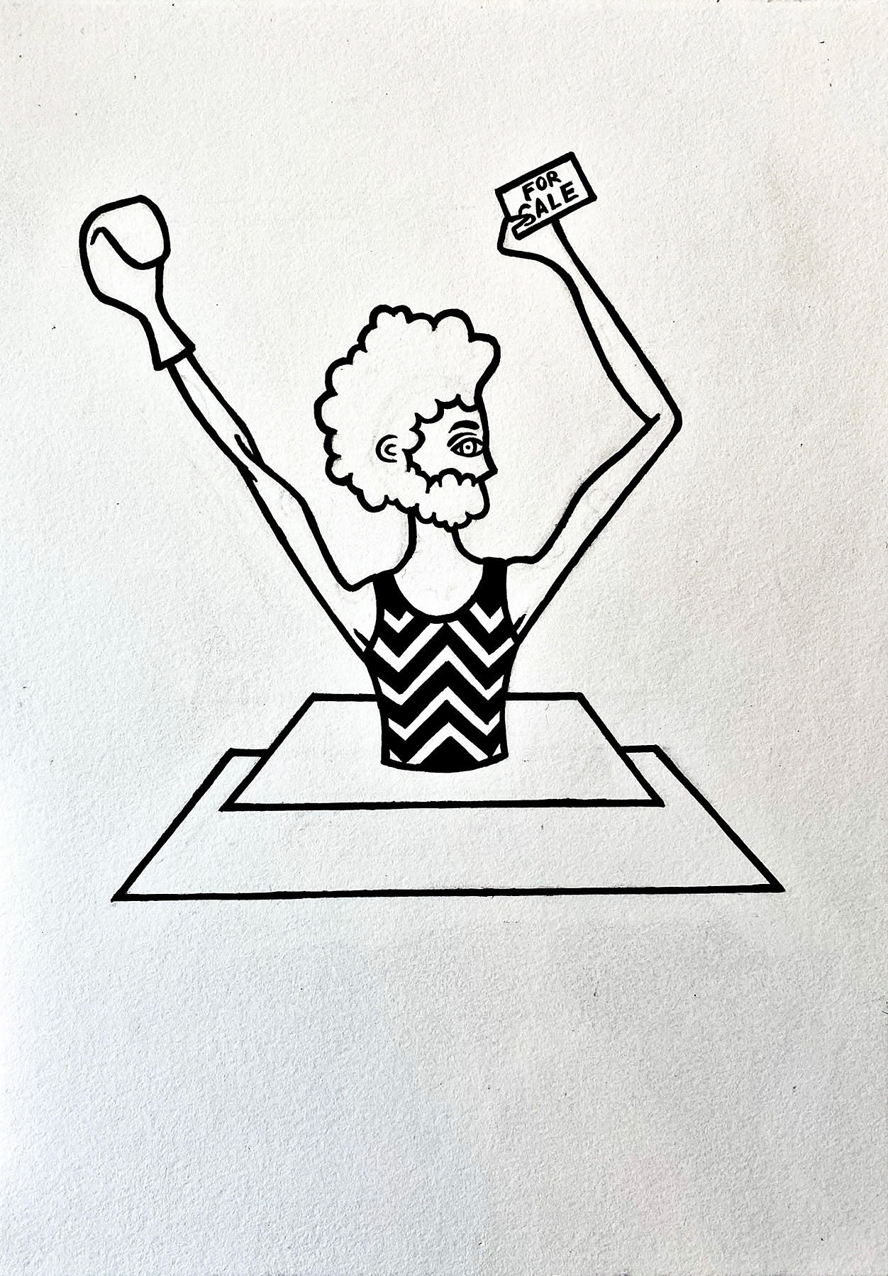 Sculpture, marker pen on card paper, 29.7 x 21 cm, 2020.