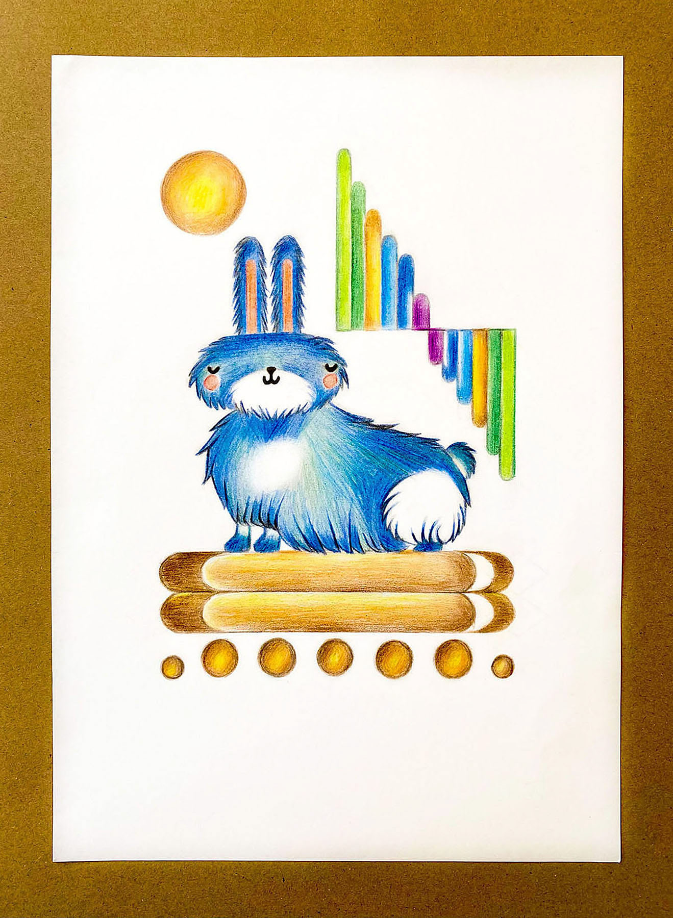 Rabbit Drawing, graphite and coloured pencils on Bristol pad paper, 29.7 x 21 cm, 2020.
