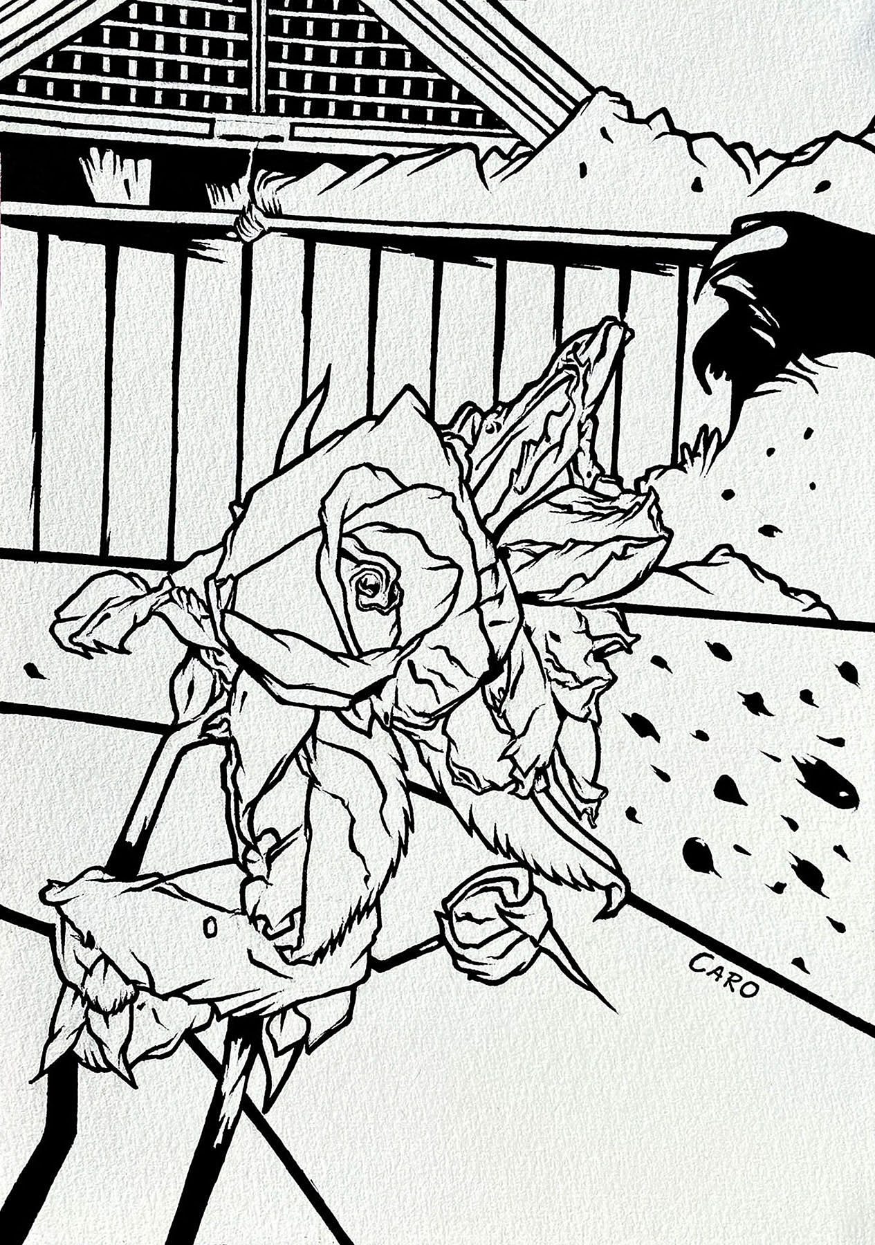 Wandering Around The Garden, marker pen on card paper, 29.7 x 21 cm, 2020.