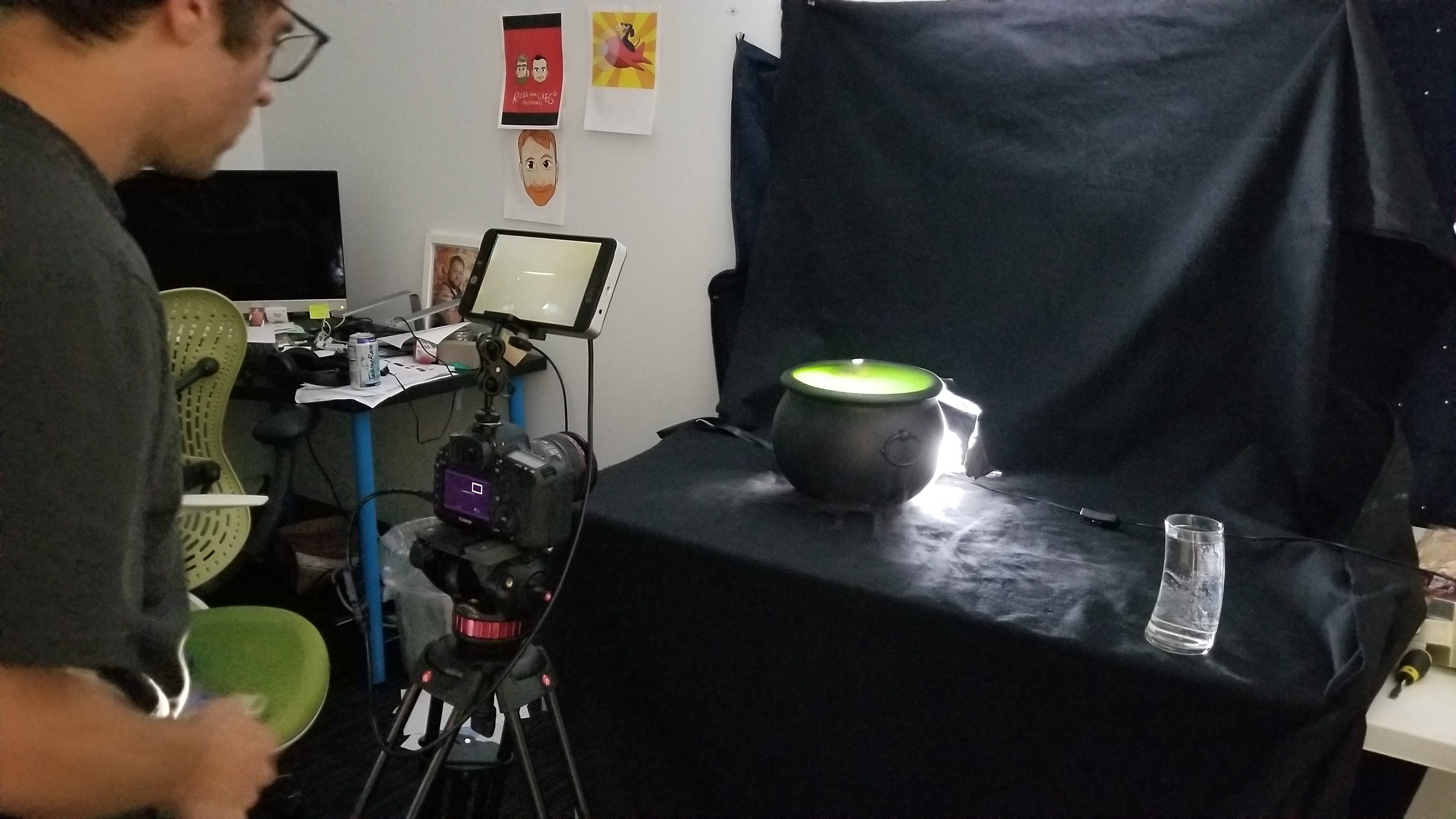 Some elements, like fog, are impossible to shoot in stop-motion. For these we shot live elements and composited them in later.