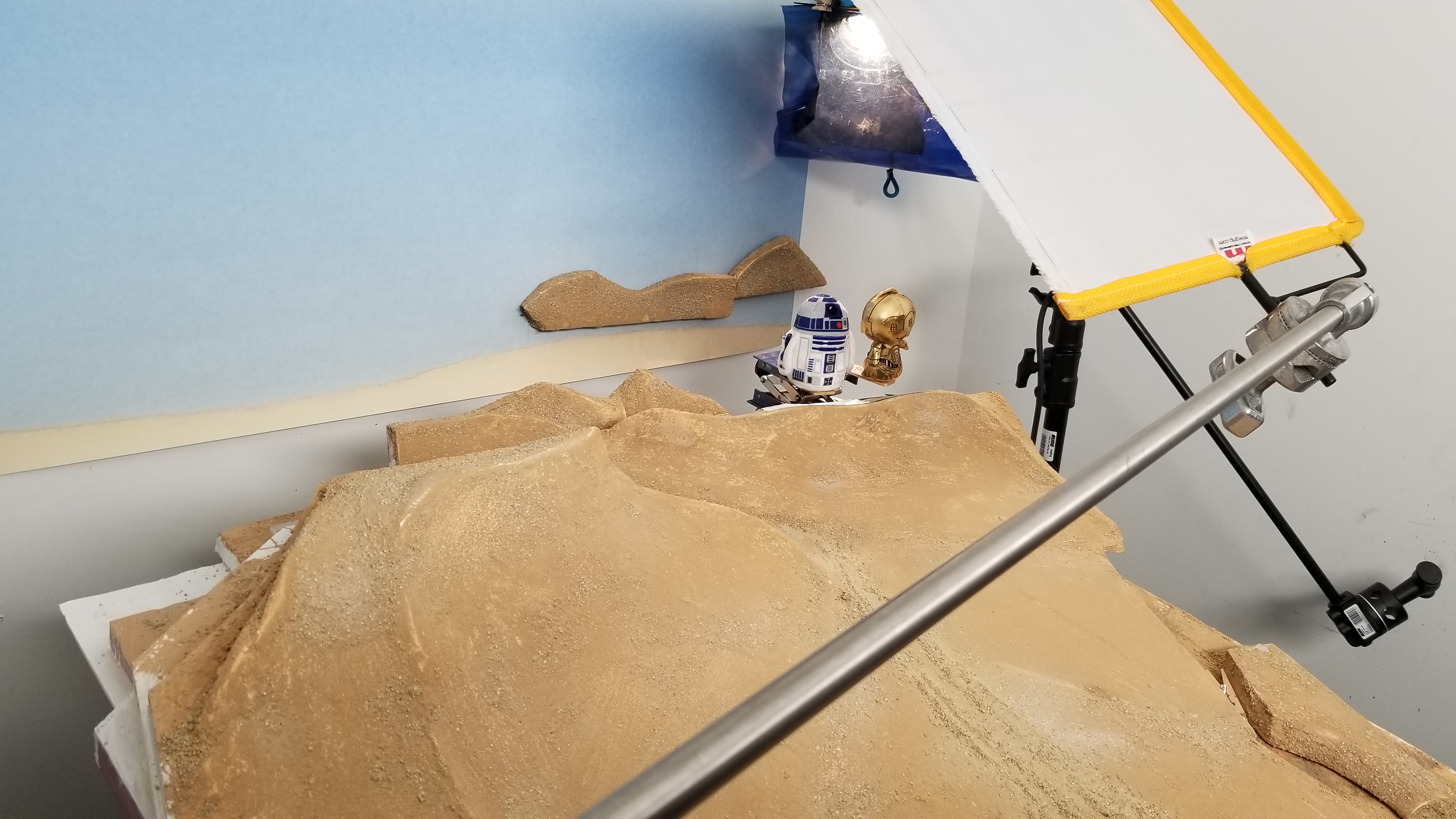 Simple setup. Background dunes taped to the wall.