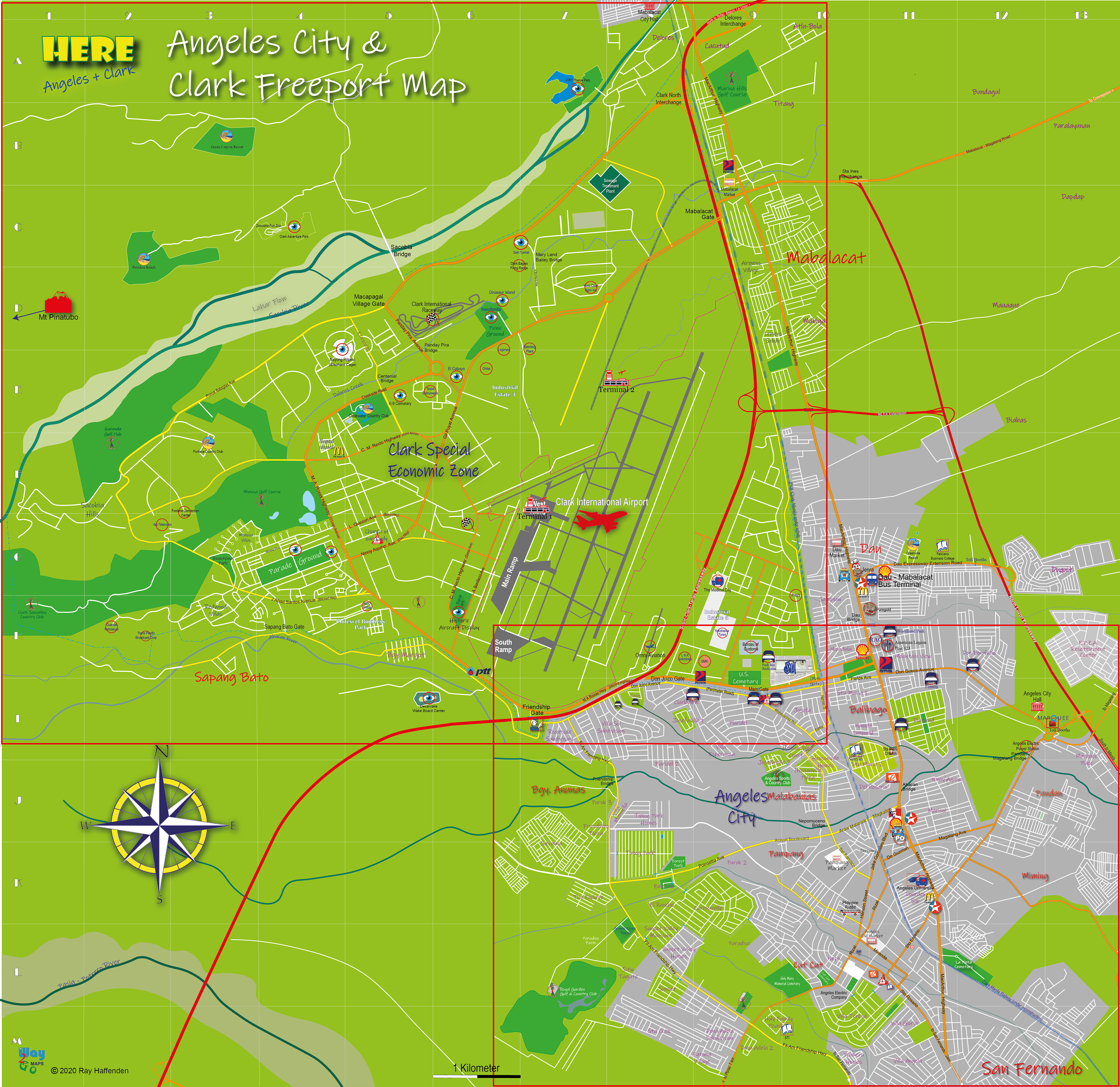 Map of Angeles City & Clark Freeport, Pampanga, Philippines