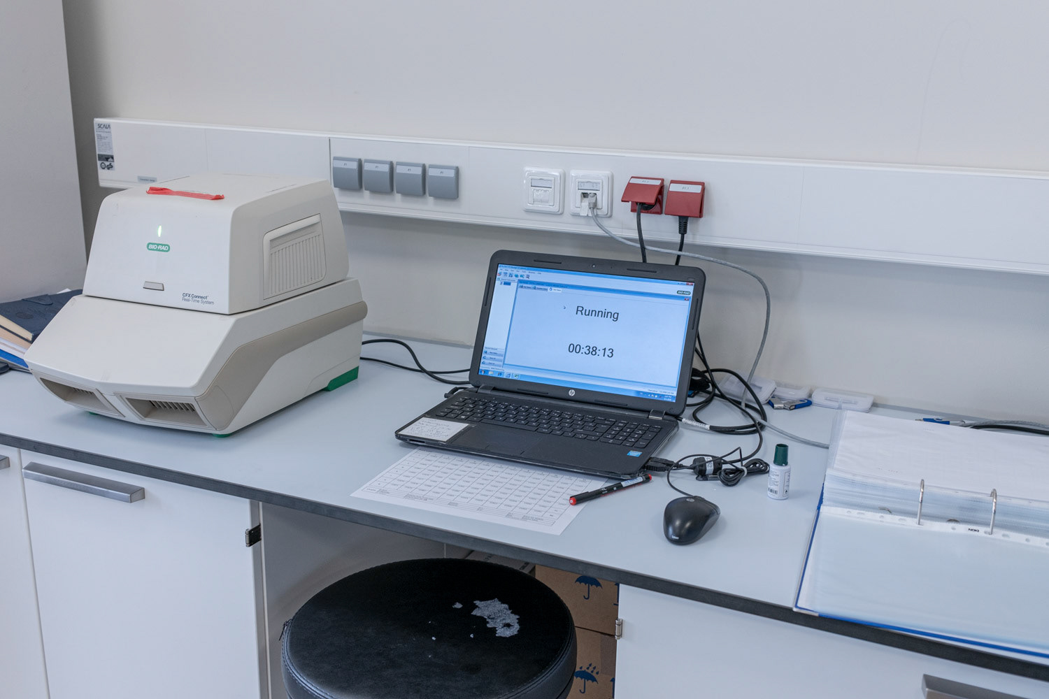 The photo shows the running thermal cycler at a private laboratory of hospital in Istanbul on 1 May 2020.