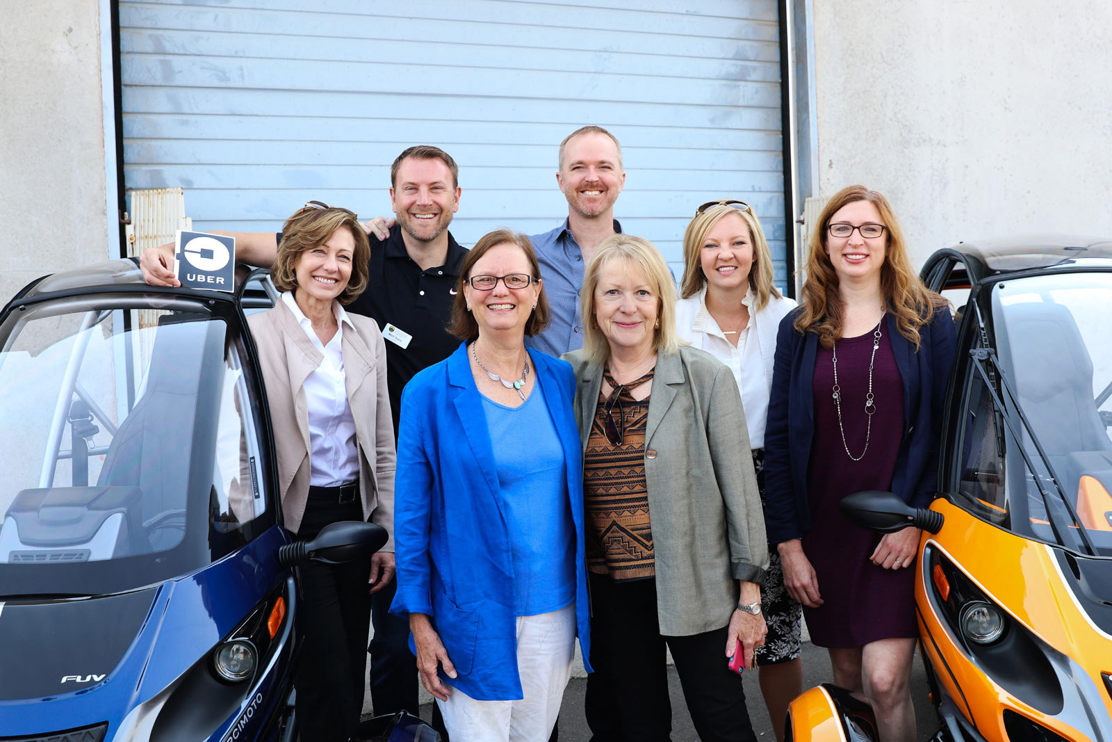 Arcimoto and Mayor Lucy Vinis celebrates the Uber arrival in Eugene