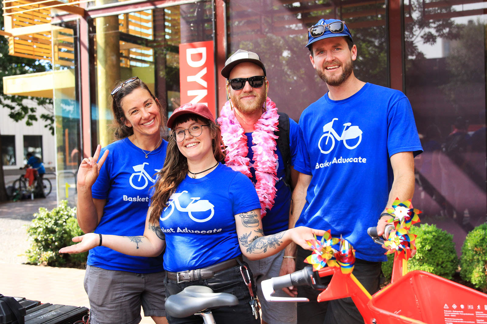 Group of four bicycle riders posed with Peacehealth Rides