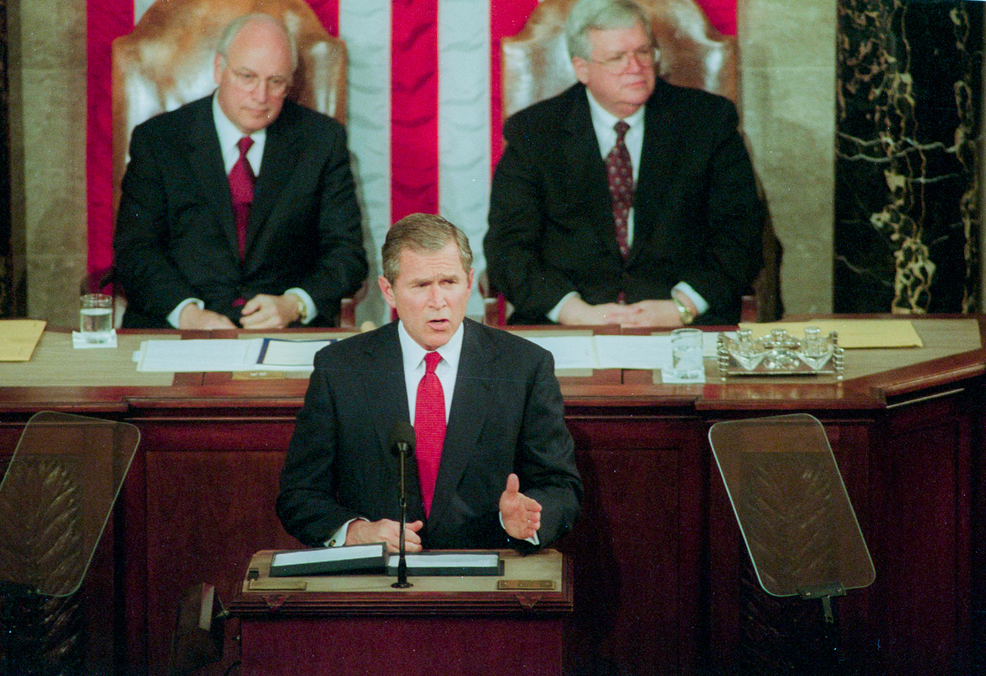 President George W. Bush delivers his State of the Union address to Congres, February 27, 2001.
