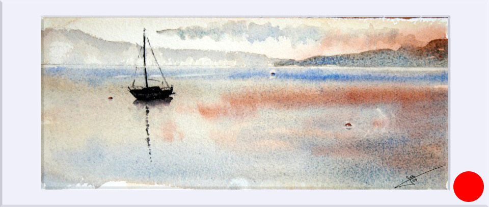 "Calma chicha " - Acuarela, 13x31.5 cm