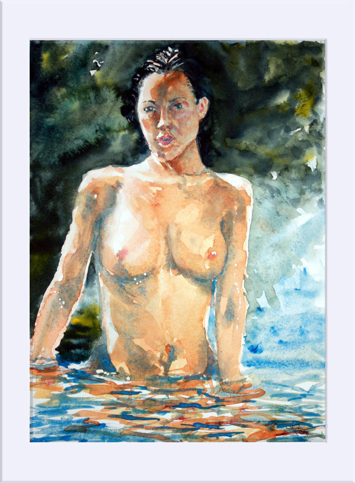 "El baño " - Acuarela, 38x28 cm
