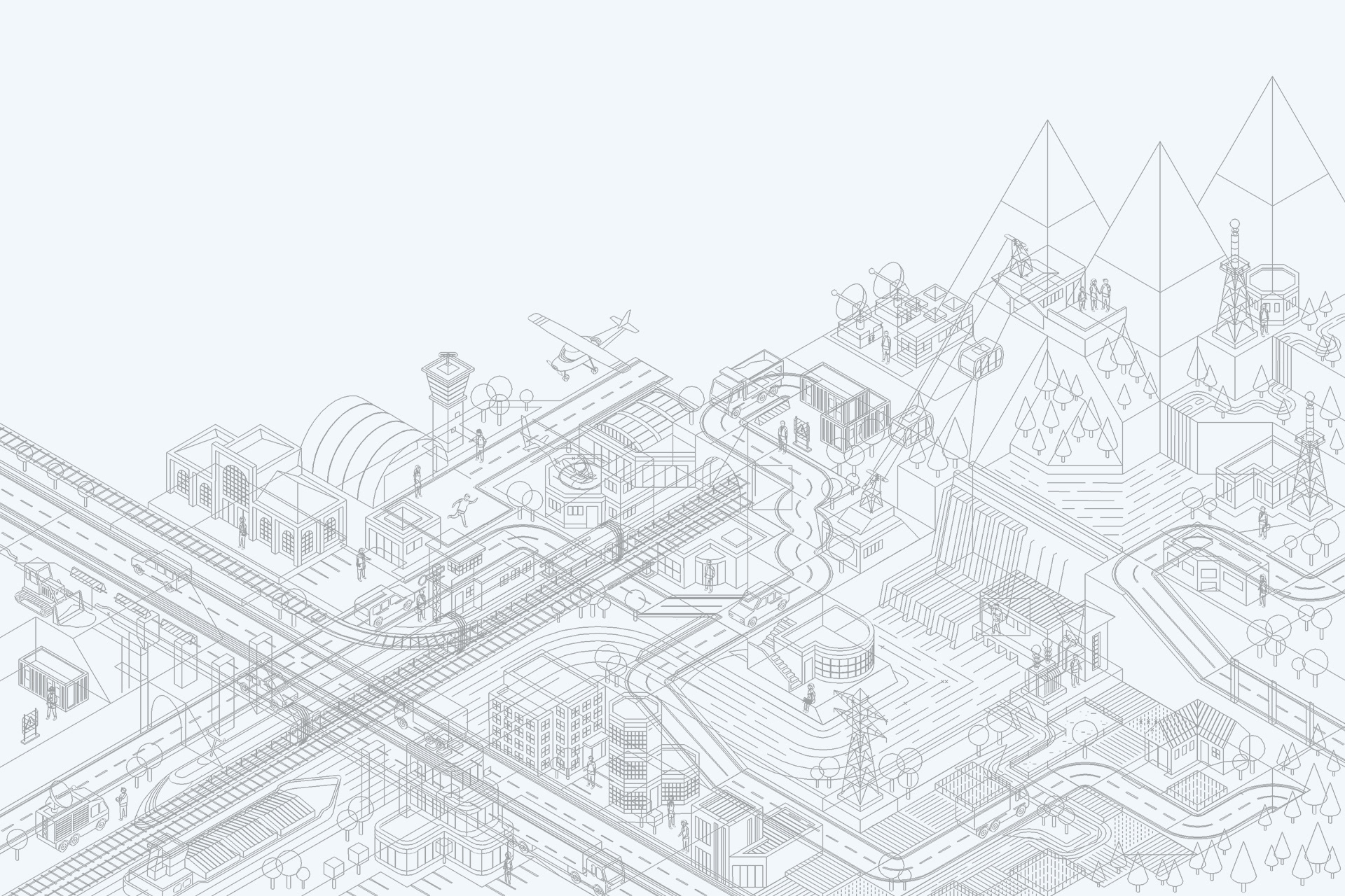 Sketch of a isometric illustration of a Swiss alpine scenery by Adrian Bauer