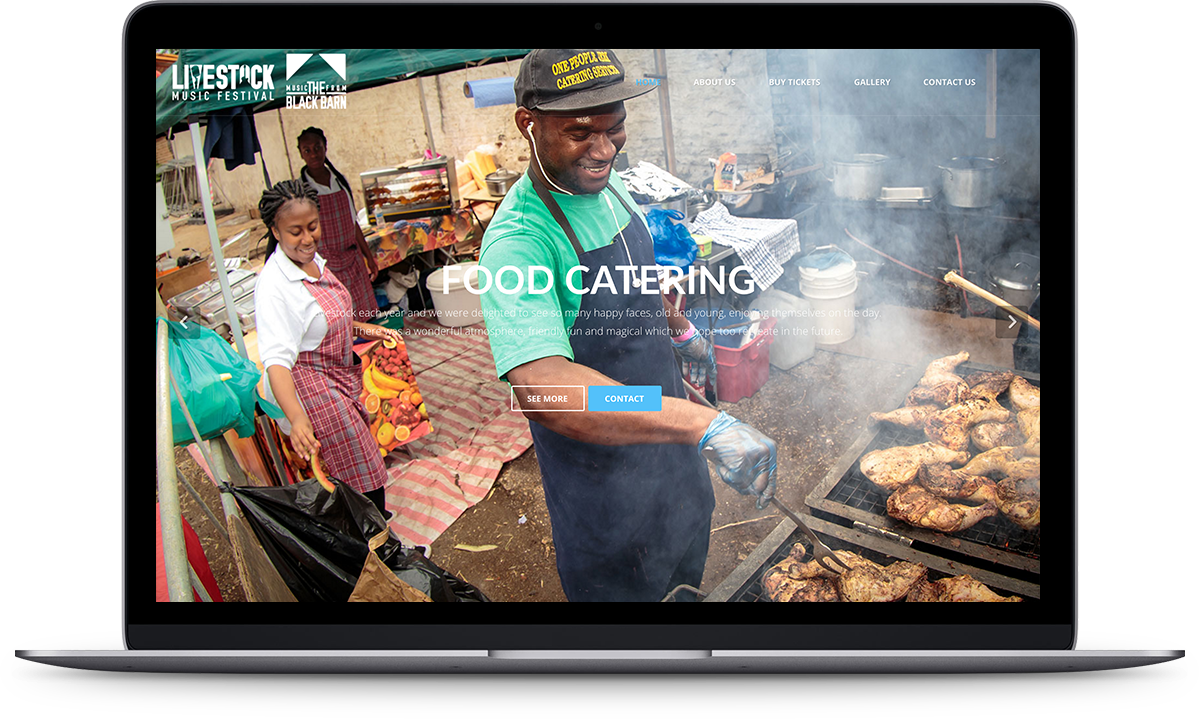 Food catering image from Livestock concert displayed on laptop