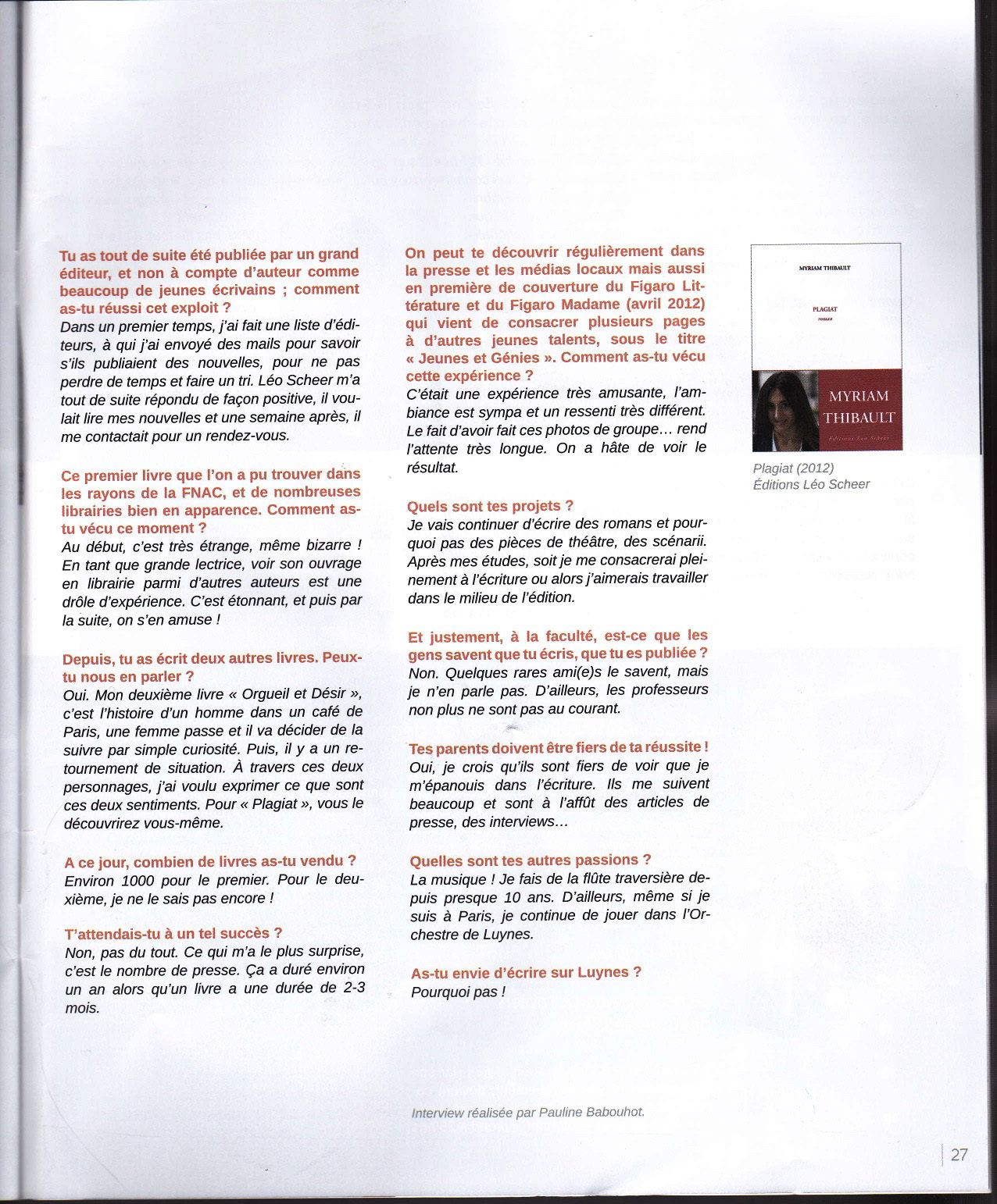 L'Echo Luynois par Pauline Babouhot