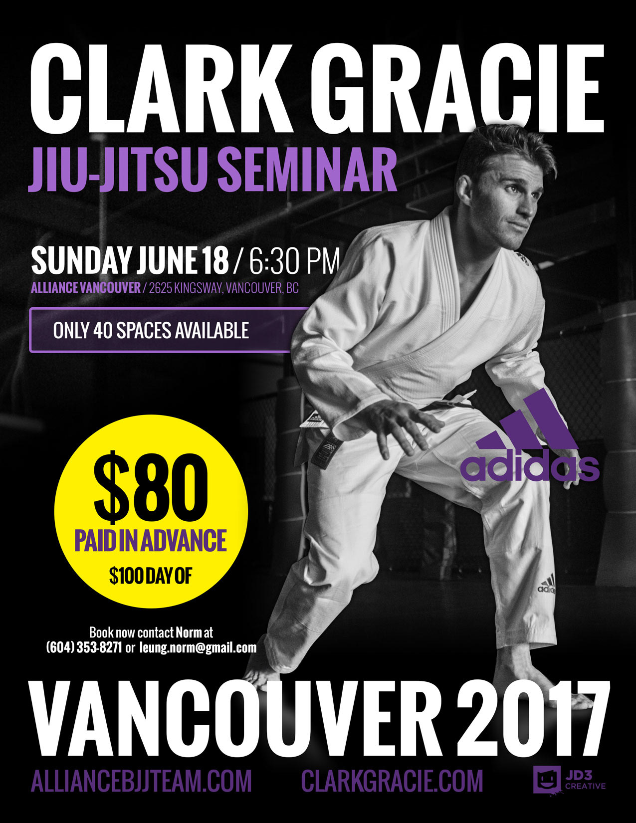 JD3 Creative Clark Gracie BJJ Seminar Flyer 2017