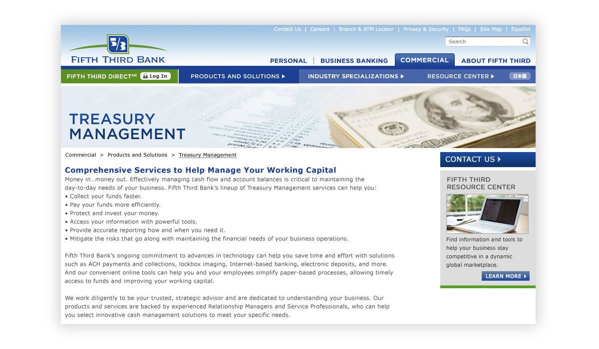 Fifth Third Bank: Site Redesign (Commercial Audience)
