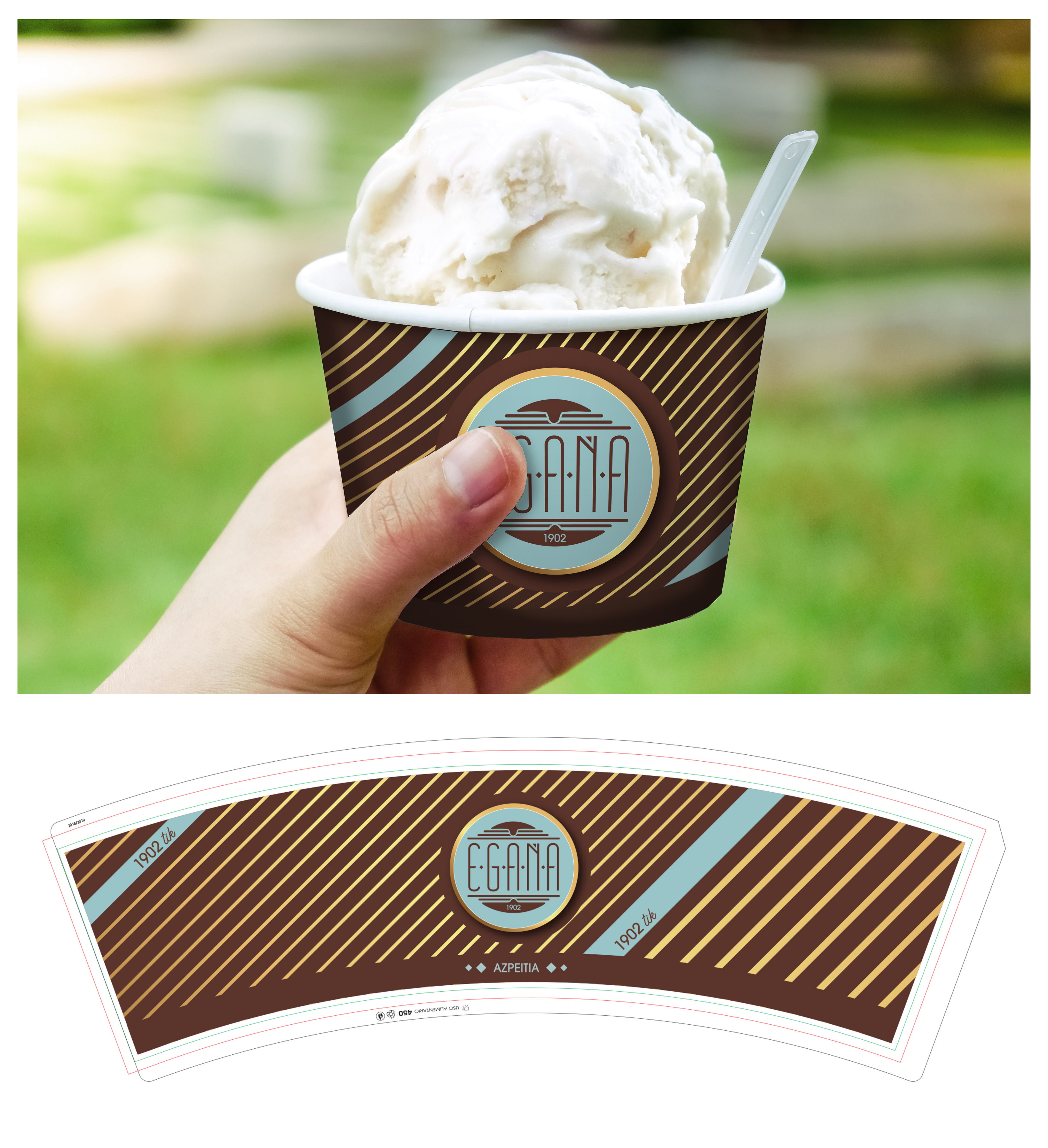 Creatividad y diseño para tarrina de helado.