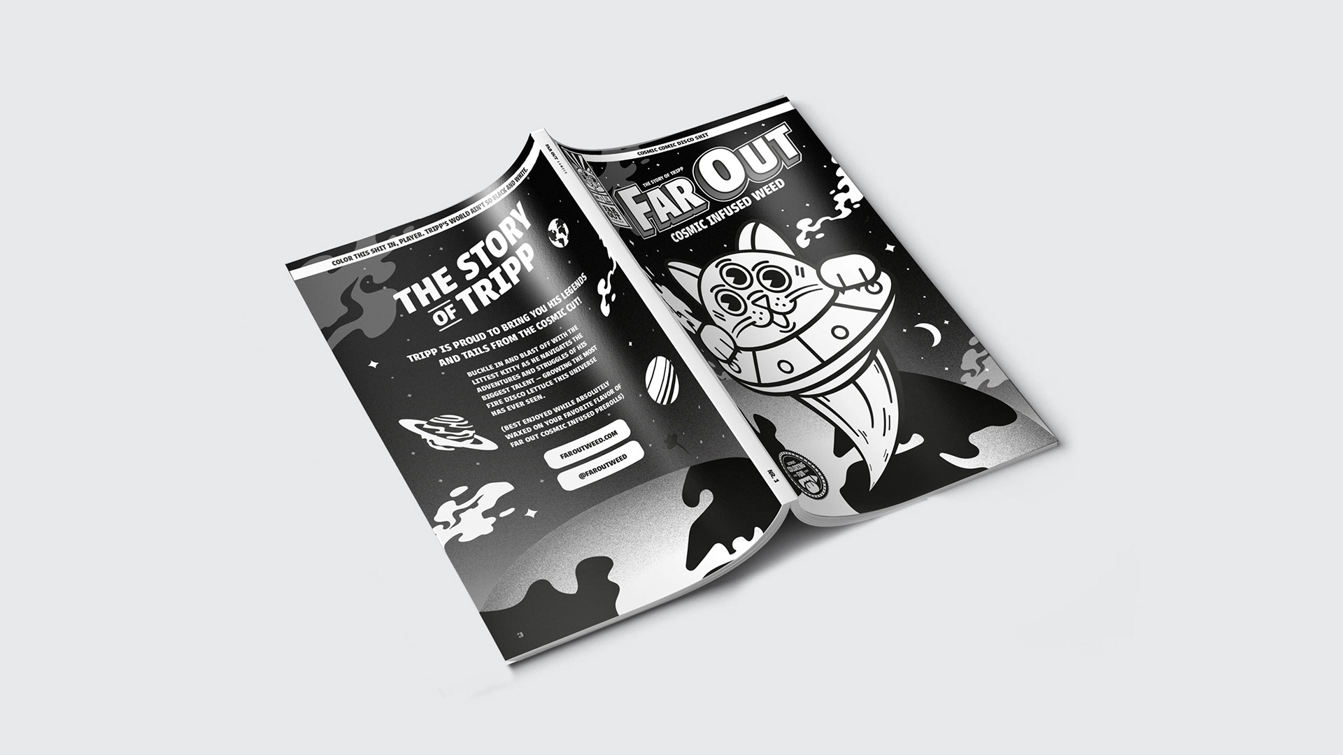 Far Out - Cosmic Infused Weed Comic Book Design by Jeffrey Dirkse