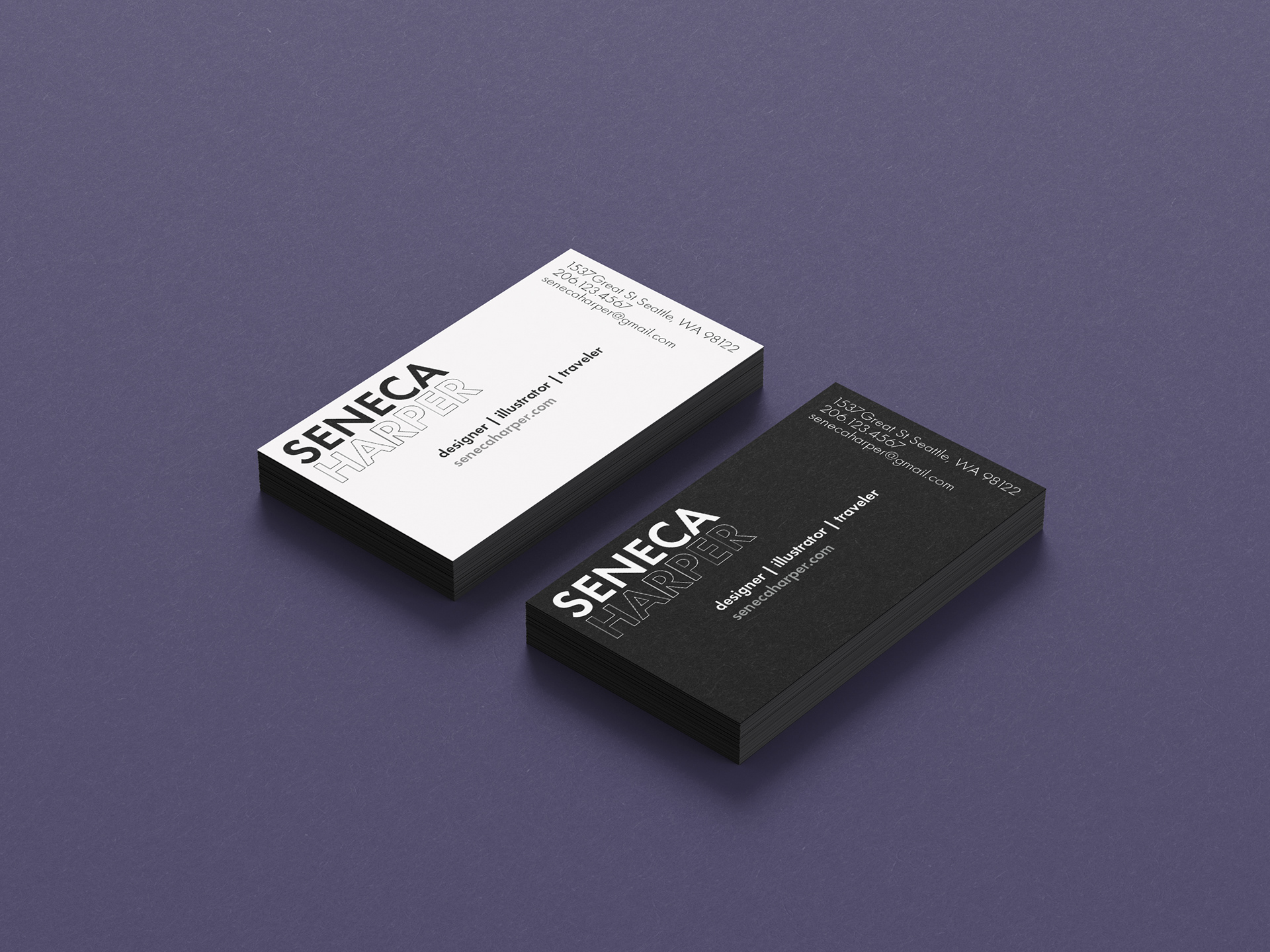 Minimalist layout of personal business cards. 2020.