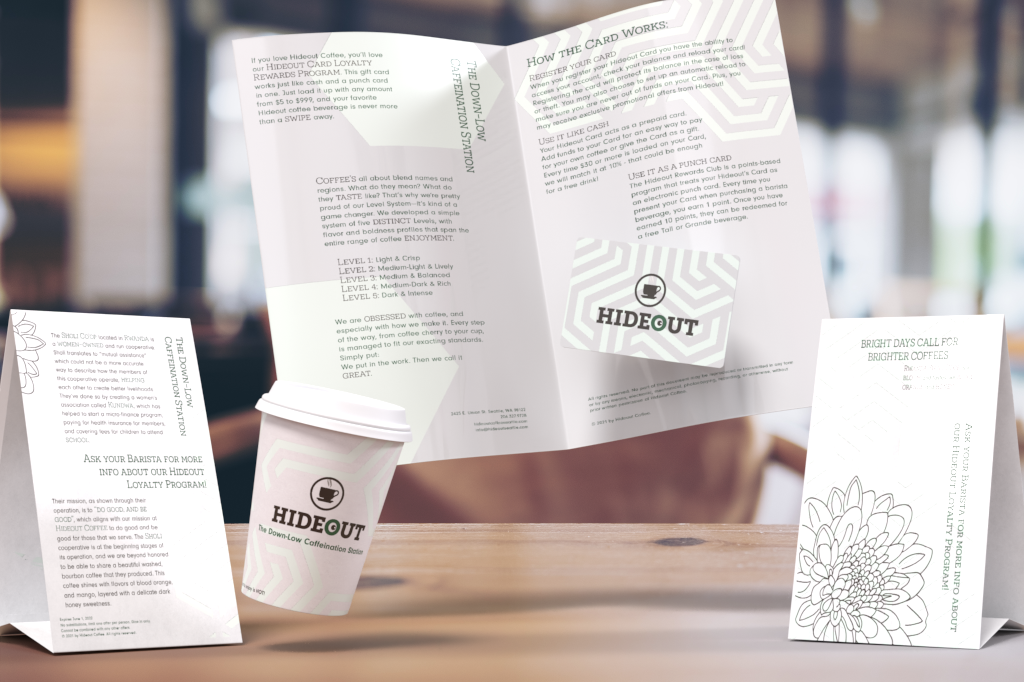 "Hideout Coffee" brand identity.