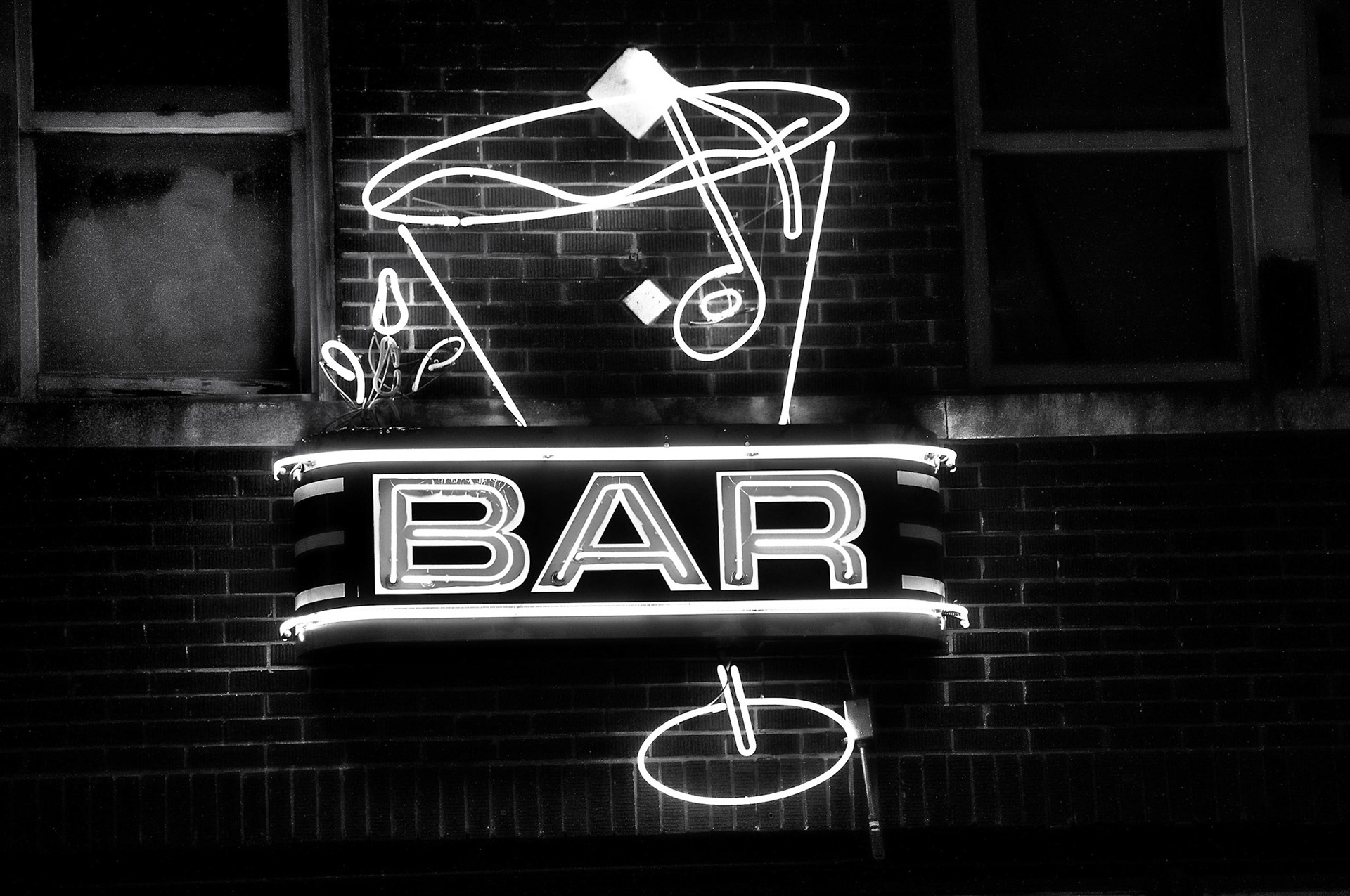 Ghost of  Elvis above the Bar BW