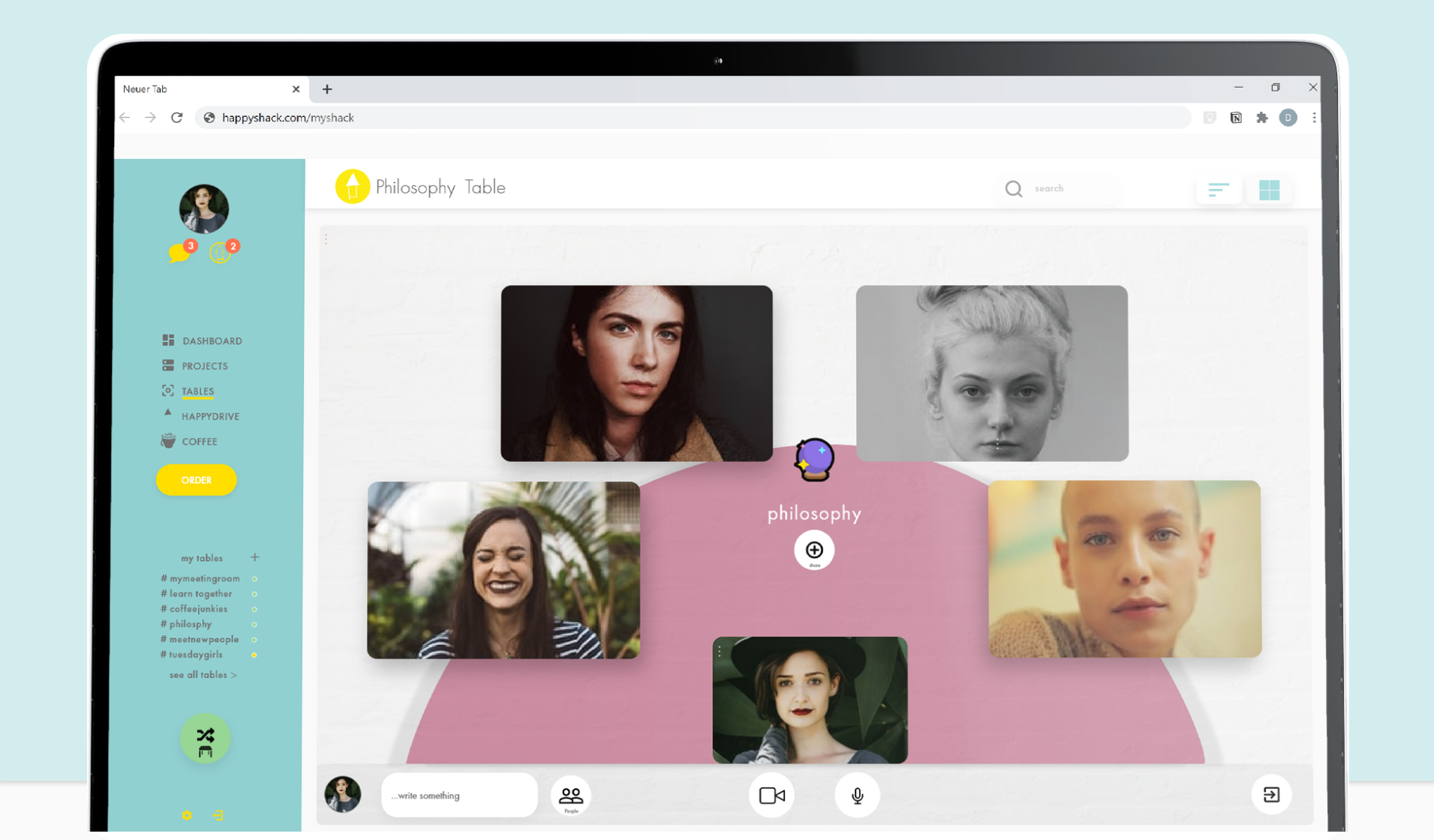 Videochat/ Tablespage Mockup Laptop